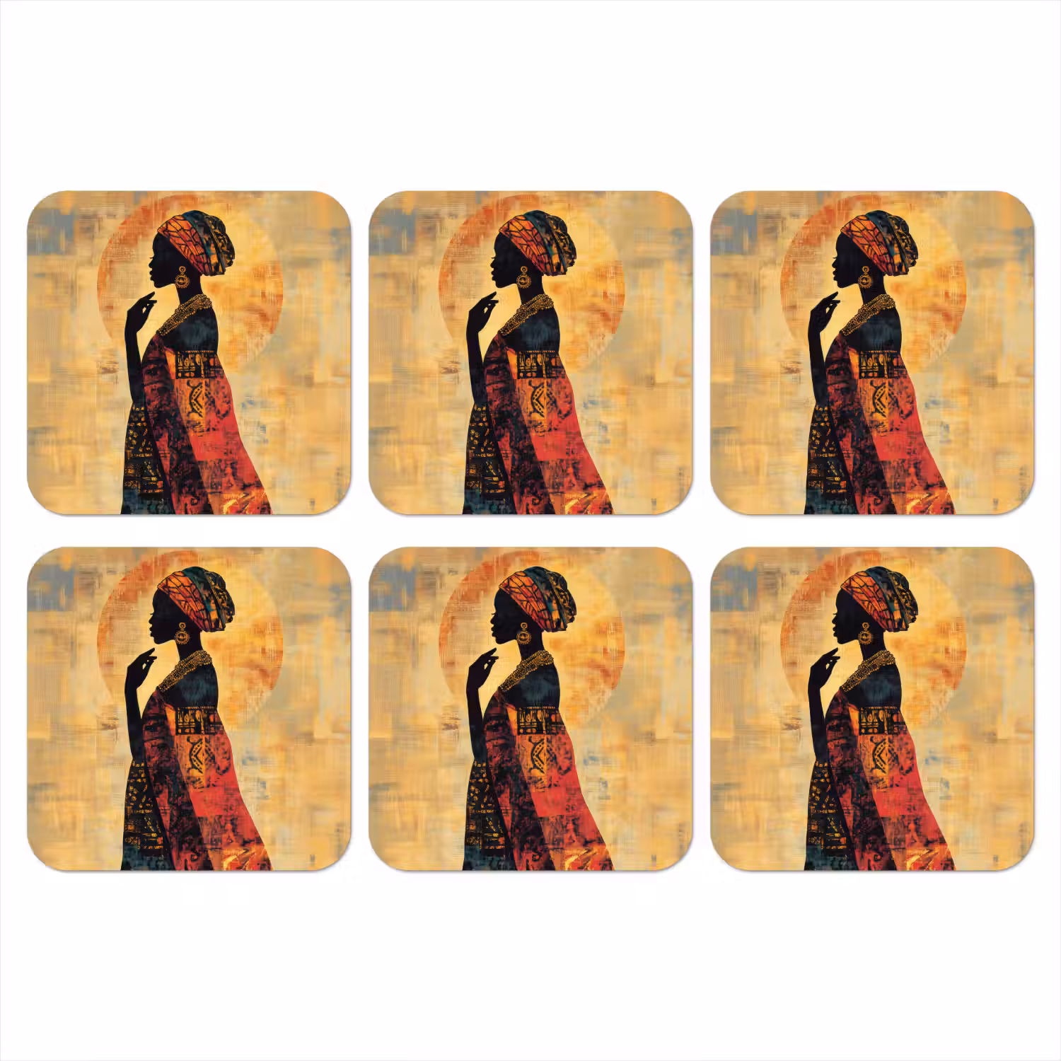 Vrouw - Silhouet - Patronen - Sierlijk onderzetter kurk middel -3d