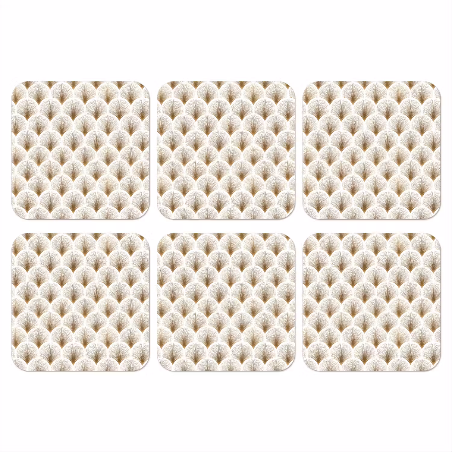 Waaiers - Art Deco - Elegant - Goud - Wit onderzetter kurk middel 366 -3d