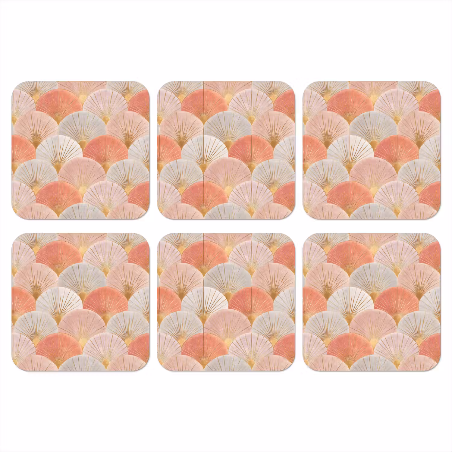 Waaiers - Goud - Roze onderzetter kurk middel 366 -3d
