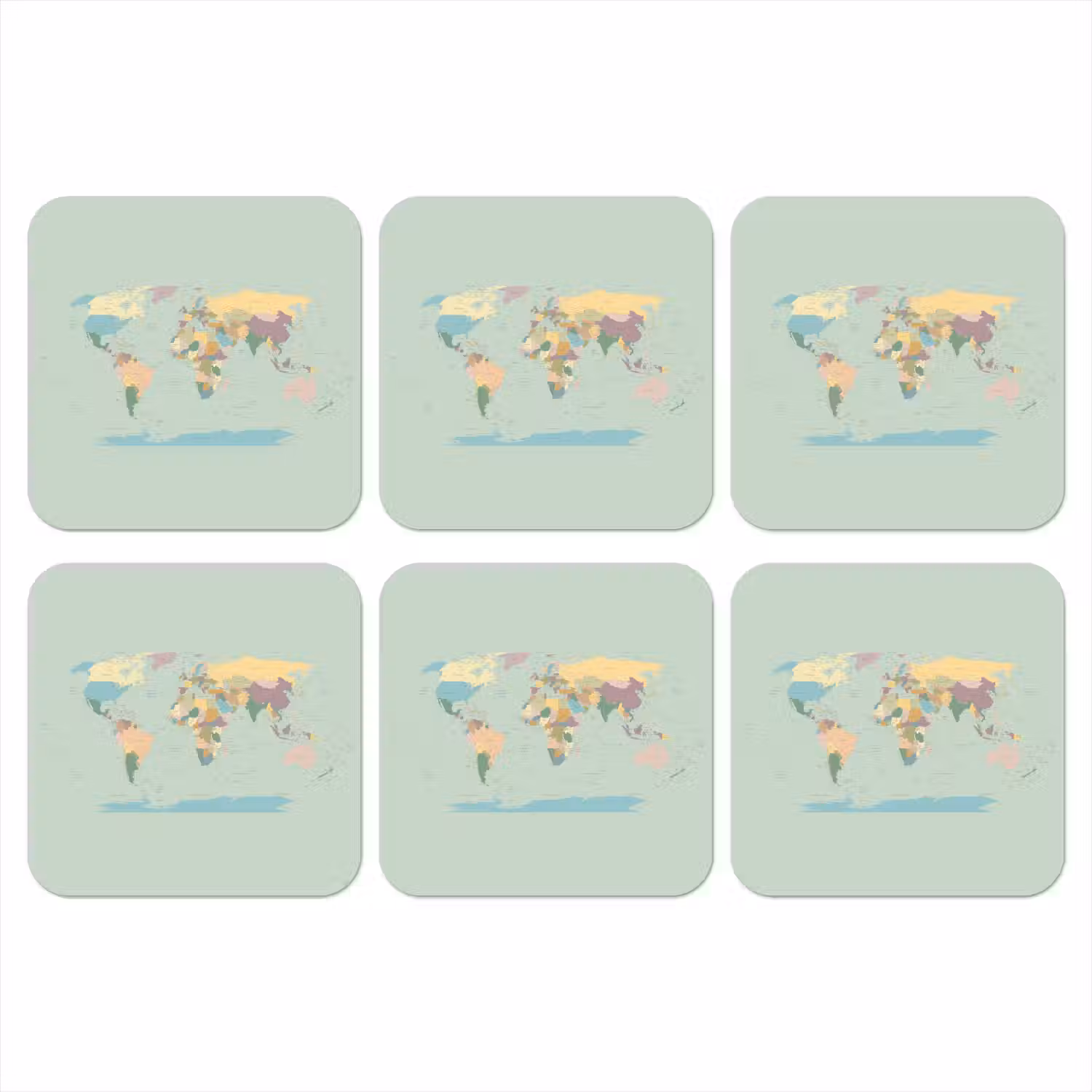 Wereldkaart - Realistisch - Kaart onderzetter kurk middel -3d