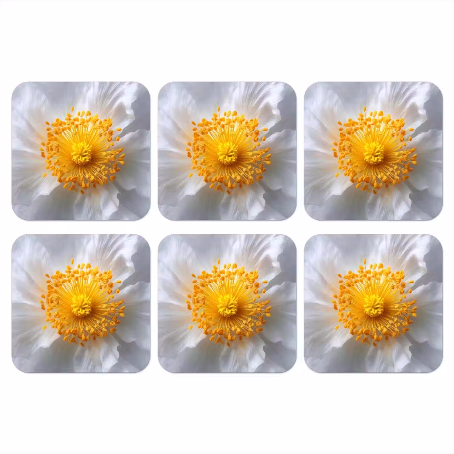 Wit - Bloem - Elegant onderzetter kurk middel -3d
