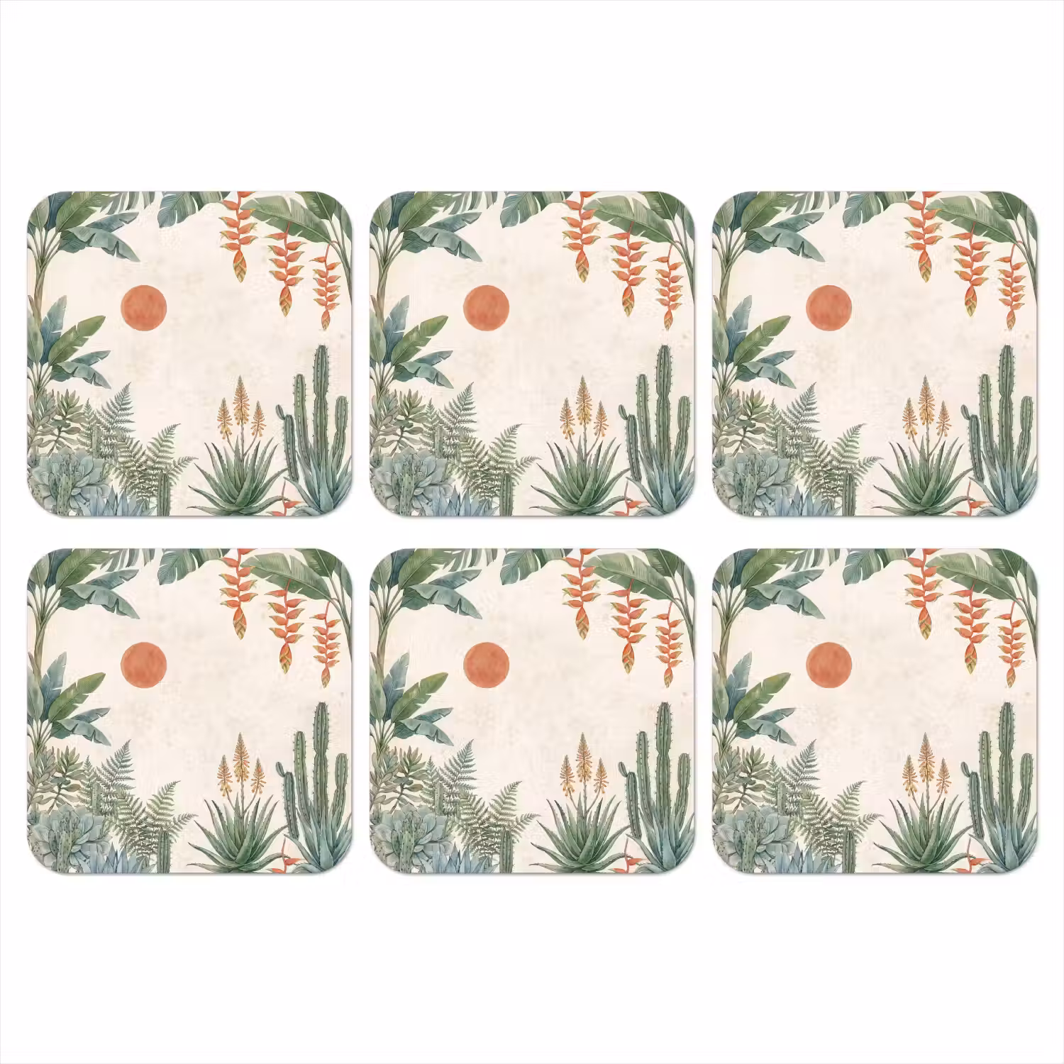 Woestijn - Planten - Groen onderzetter kurk middel -3d