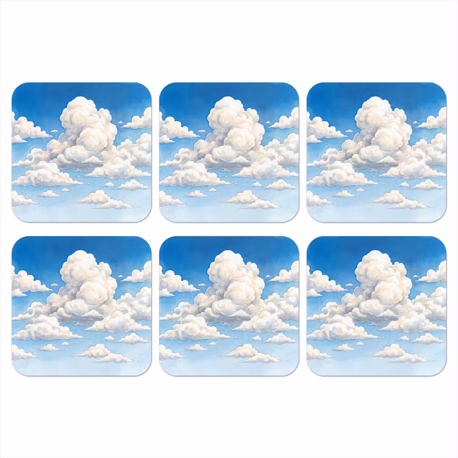 Wolken - Blauwe lucht - Natuur - Modern - Wit onderzetter kurk middel -3d