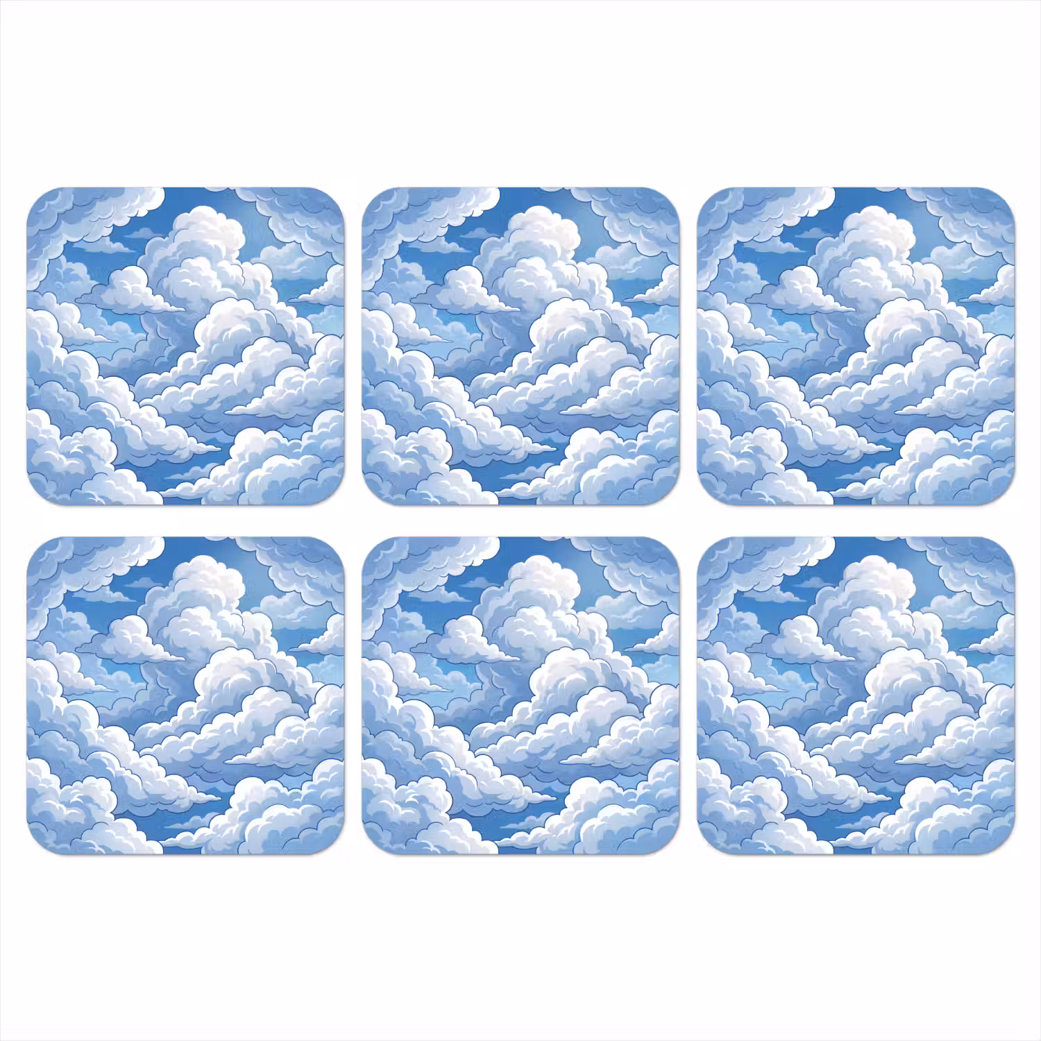 Wolken - Hemel - Abstract - Wit onderzetter kurk middel -3d