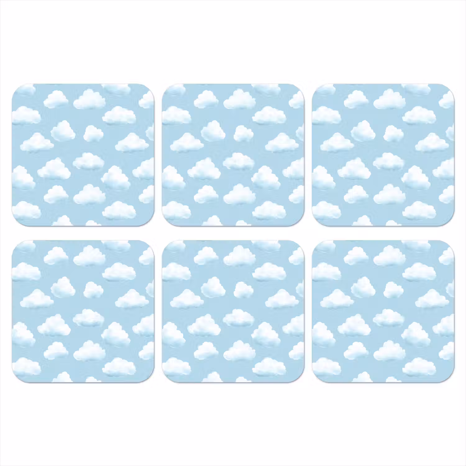 Wolken - Illustratie - Blauw onderzetter kurk middel 366 -3d