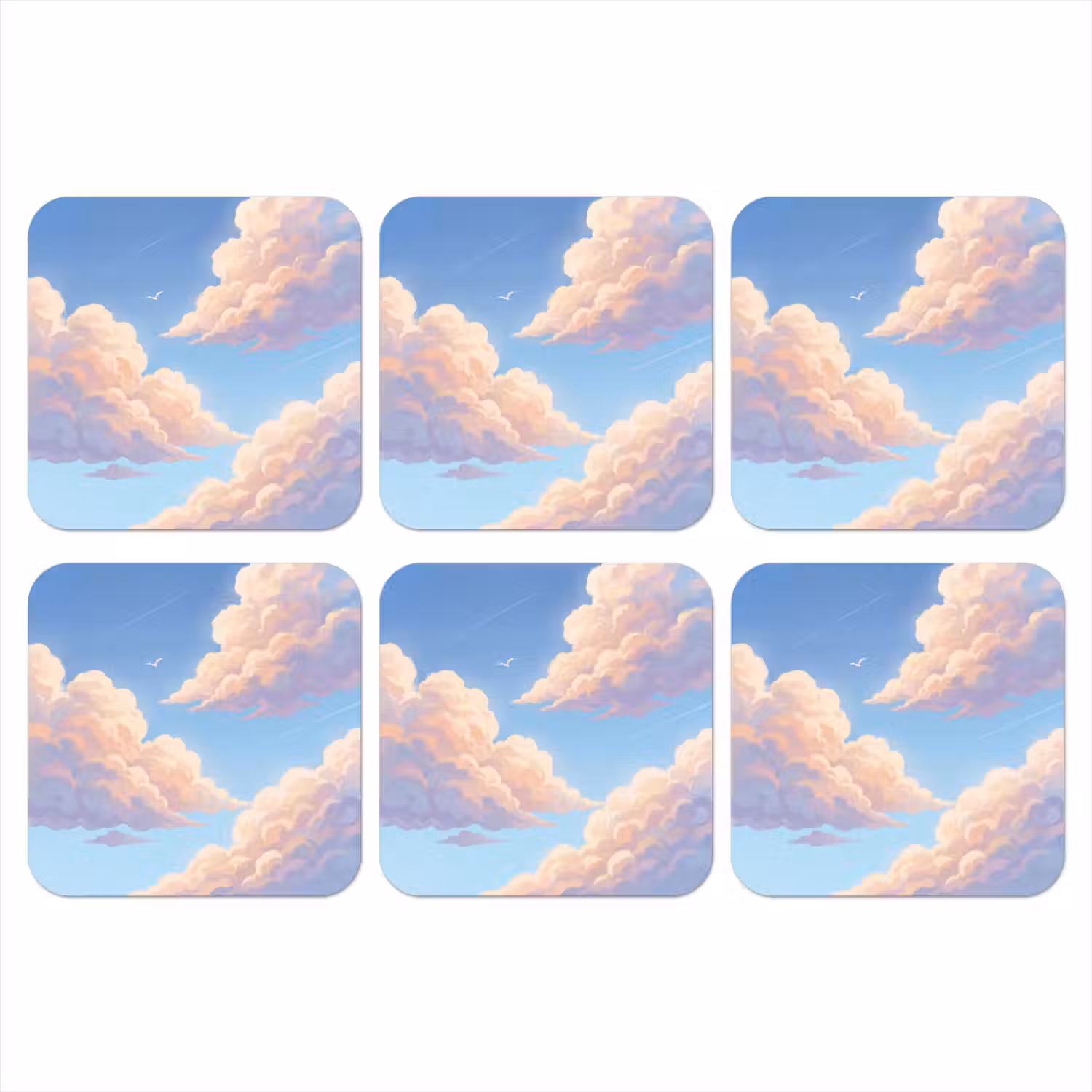 Wolken - Lucht - Natuur - Blauw onderzetter kurk middel -3d