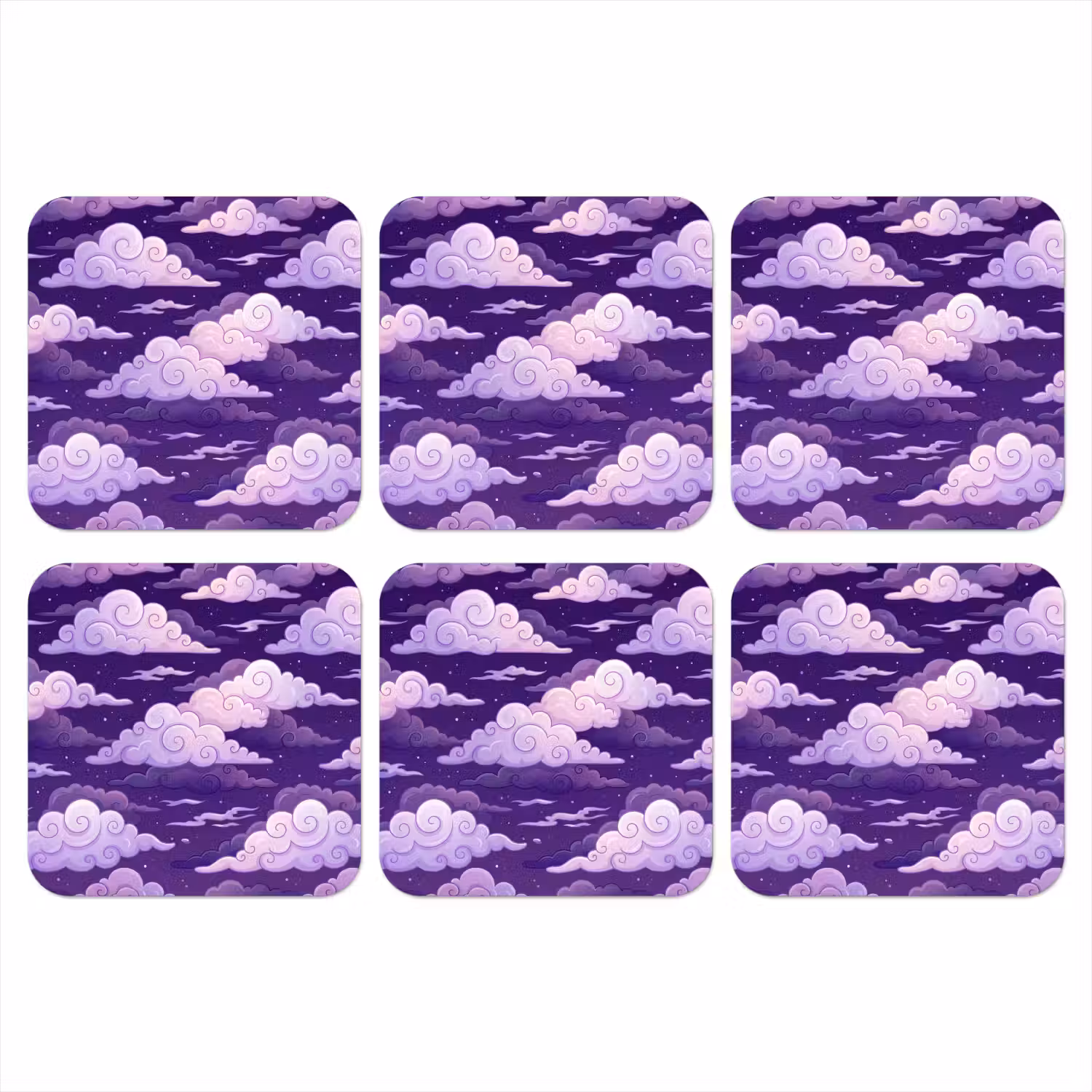 Wolken - Nacht - Natuur - Abstract - Paars onderzetter kurk middel -3d
