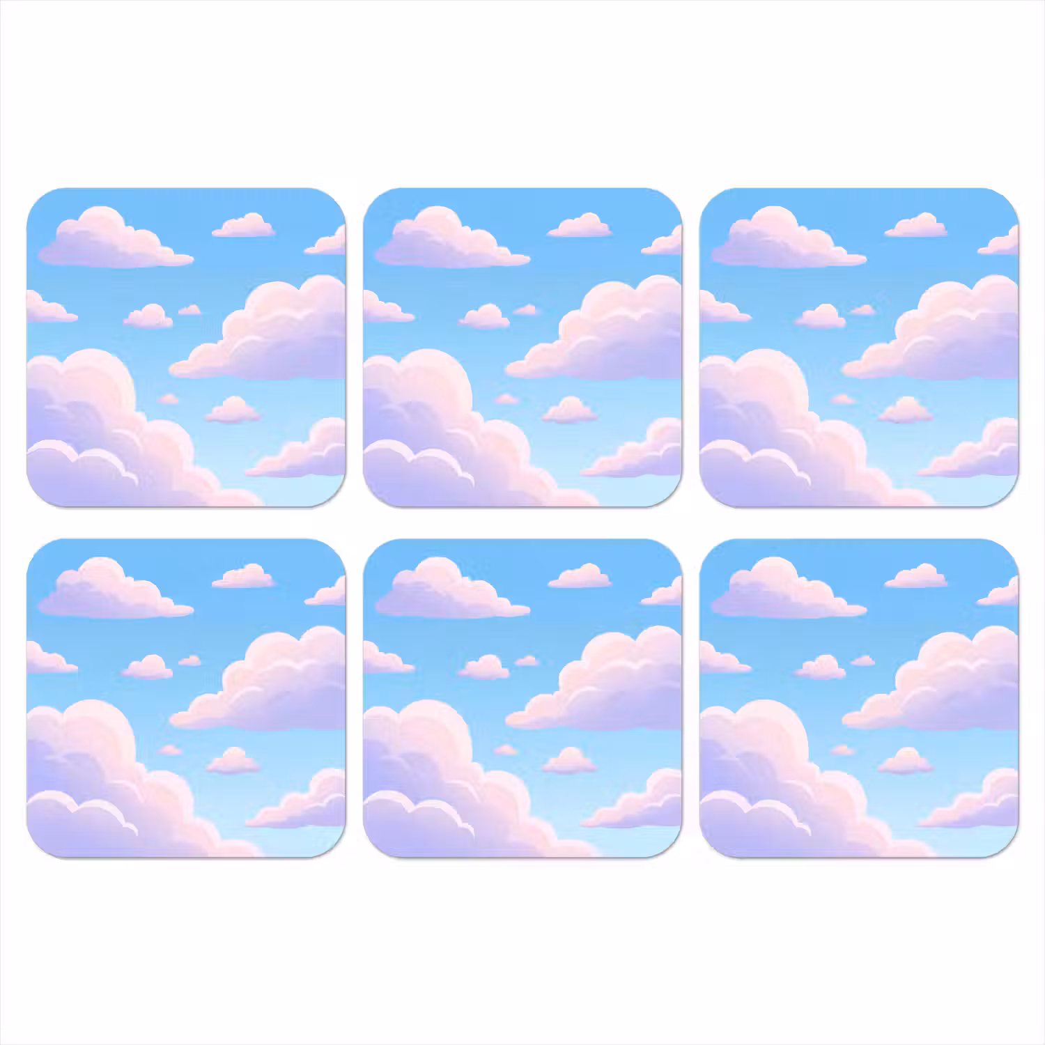 Wolken - Roze - Blauw - Natuur - Modern onderzetter kurk middel -3d