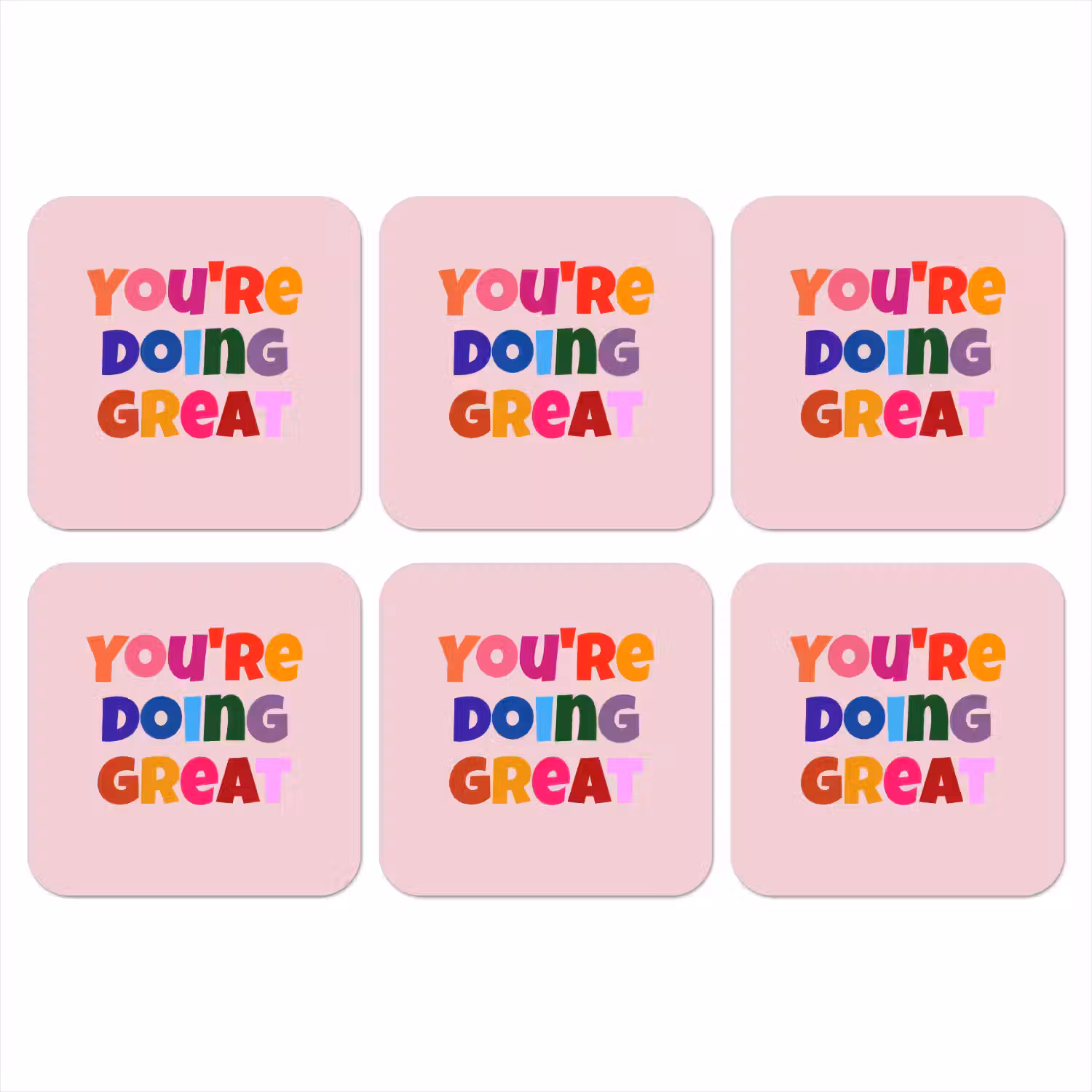 You're doing great - Roze - Kleurrijk onderzetter kurk middel -3d
