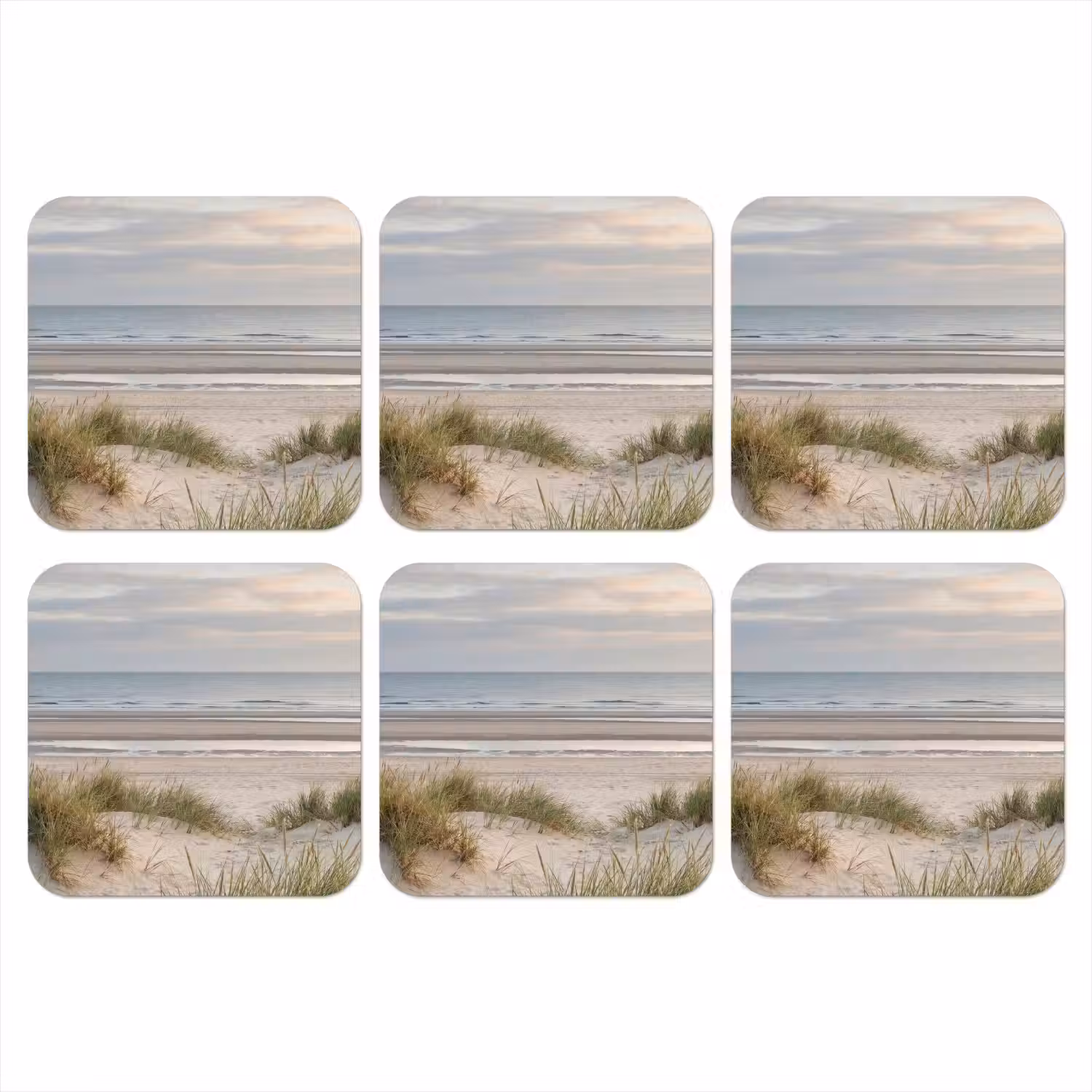 Zandstrand - Bewolkt - Duinen onderzetter kurk middel -3d