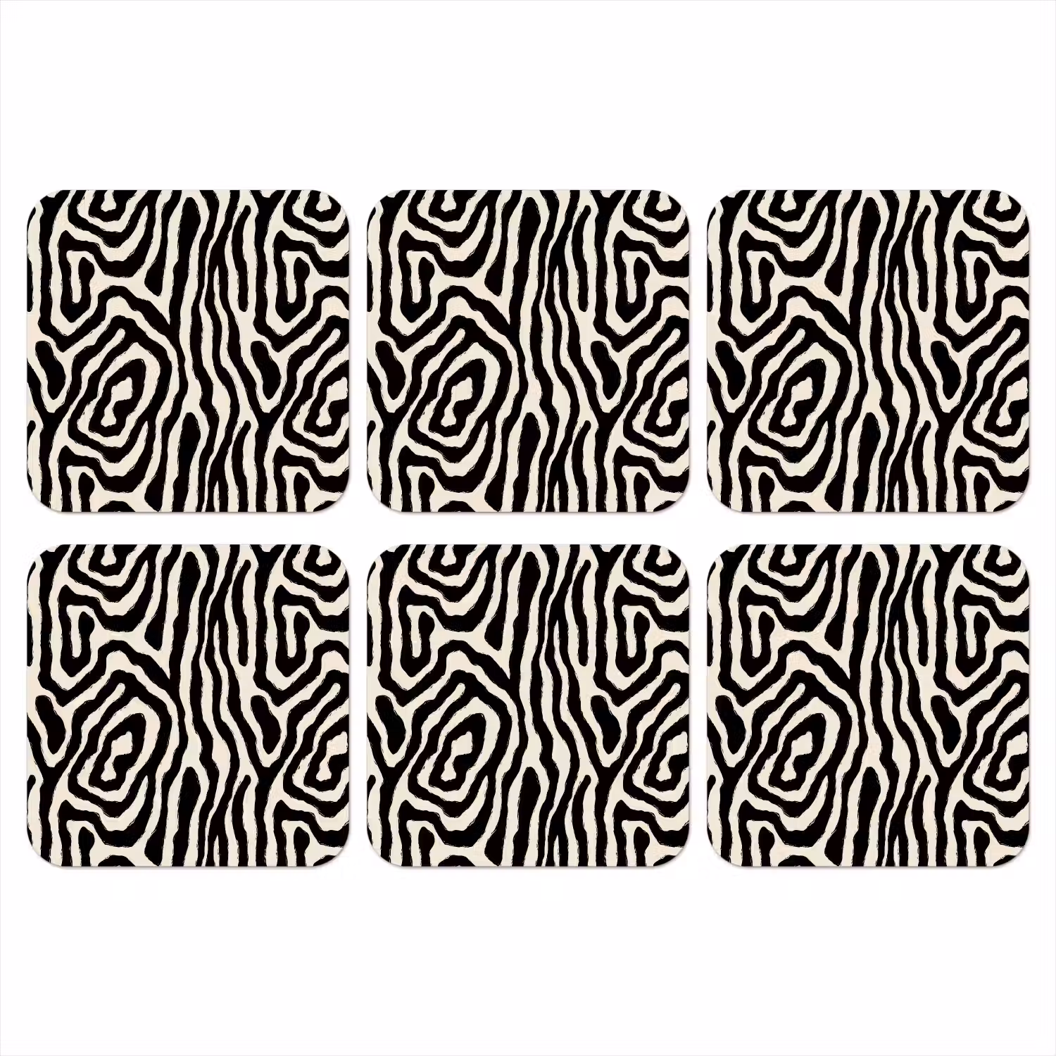 Zebra - Abstract - Zwart onderzetter kurk middel 366 -3d