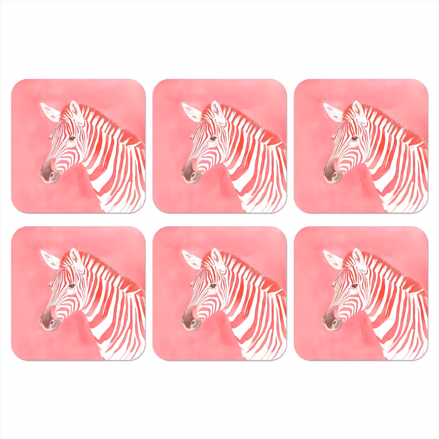 Zebra - Pink - Verf onderzetter kurk middel -3d