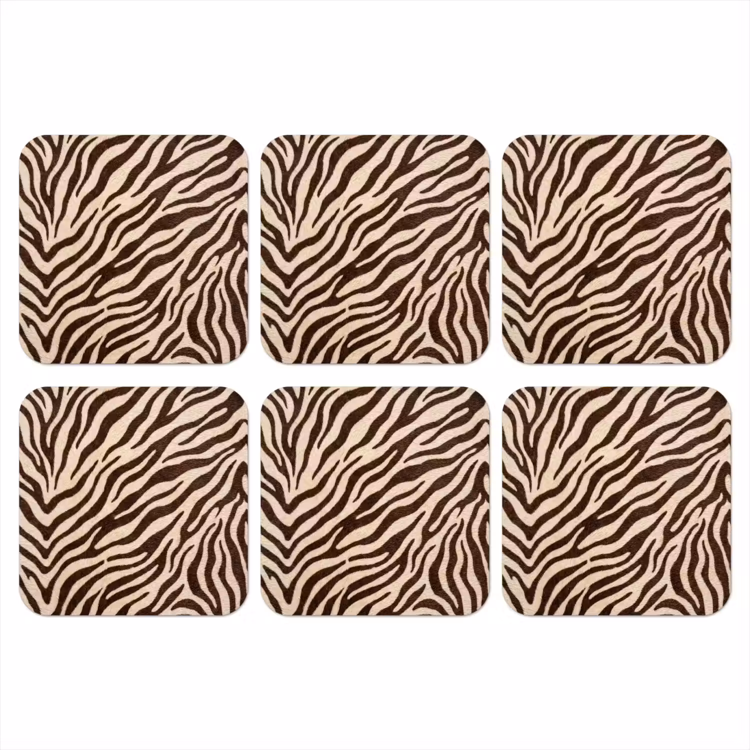 Zebra - Strepen - Bruin onderzetter kurk middel -3d