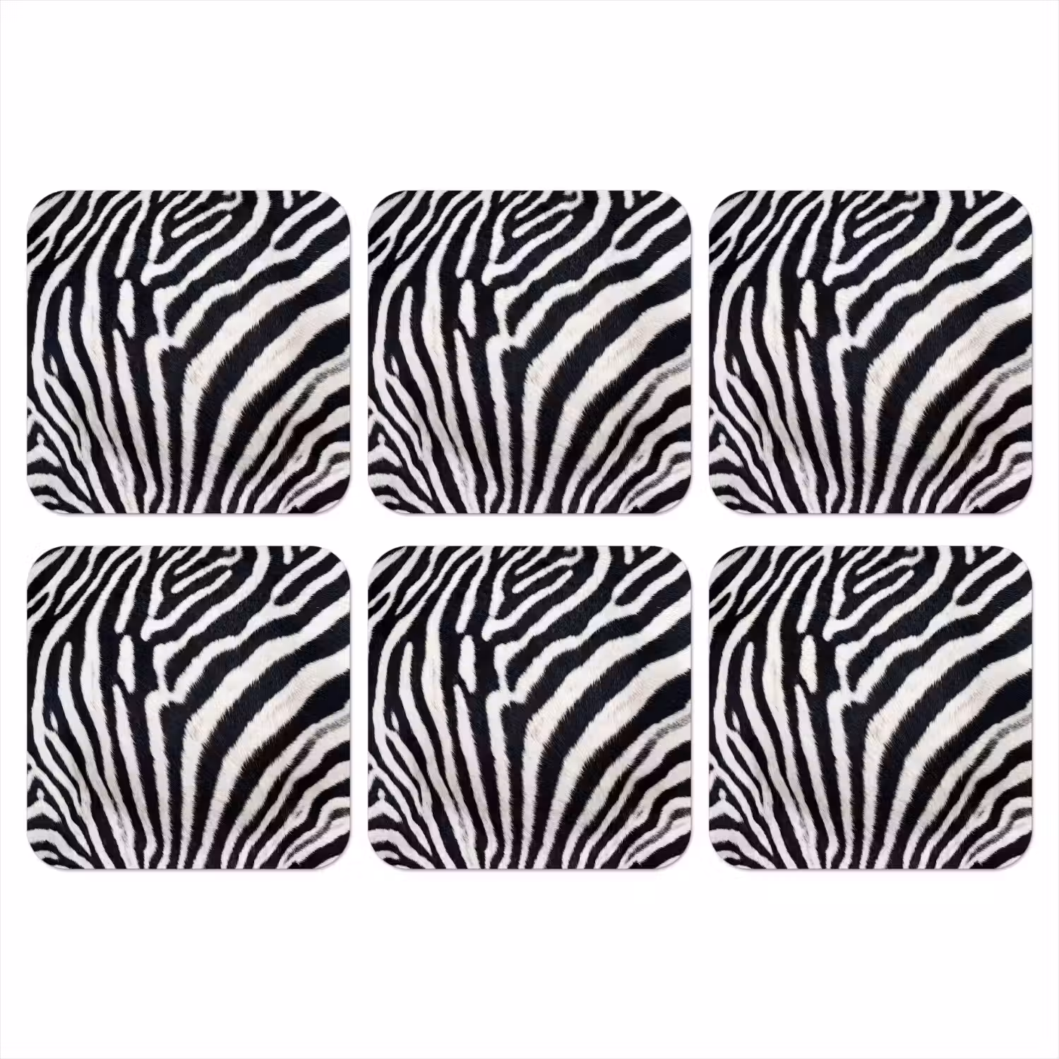 Zebra - Vacht - Klassiek - Zwart - Wit onderzetter kurk middel -3d