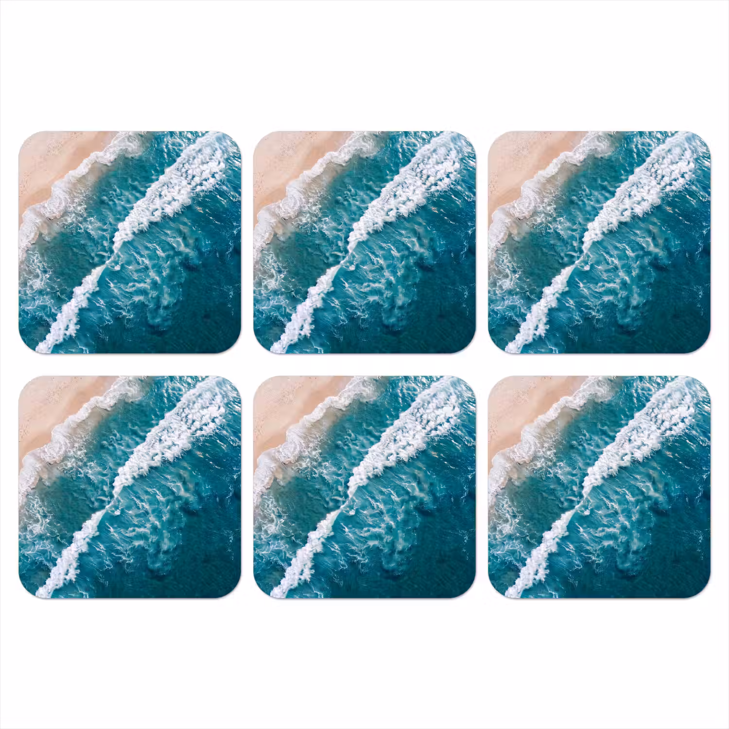 Zee - Strand - Golven - Natuur - Blauw onderzetter kurk middel -3d