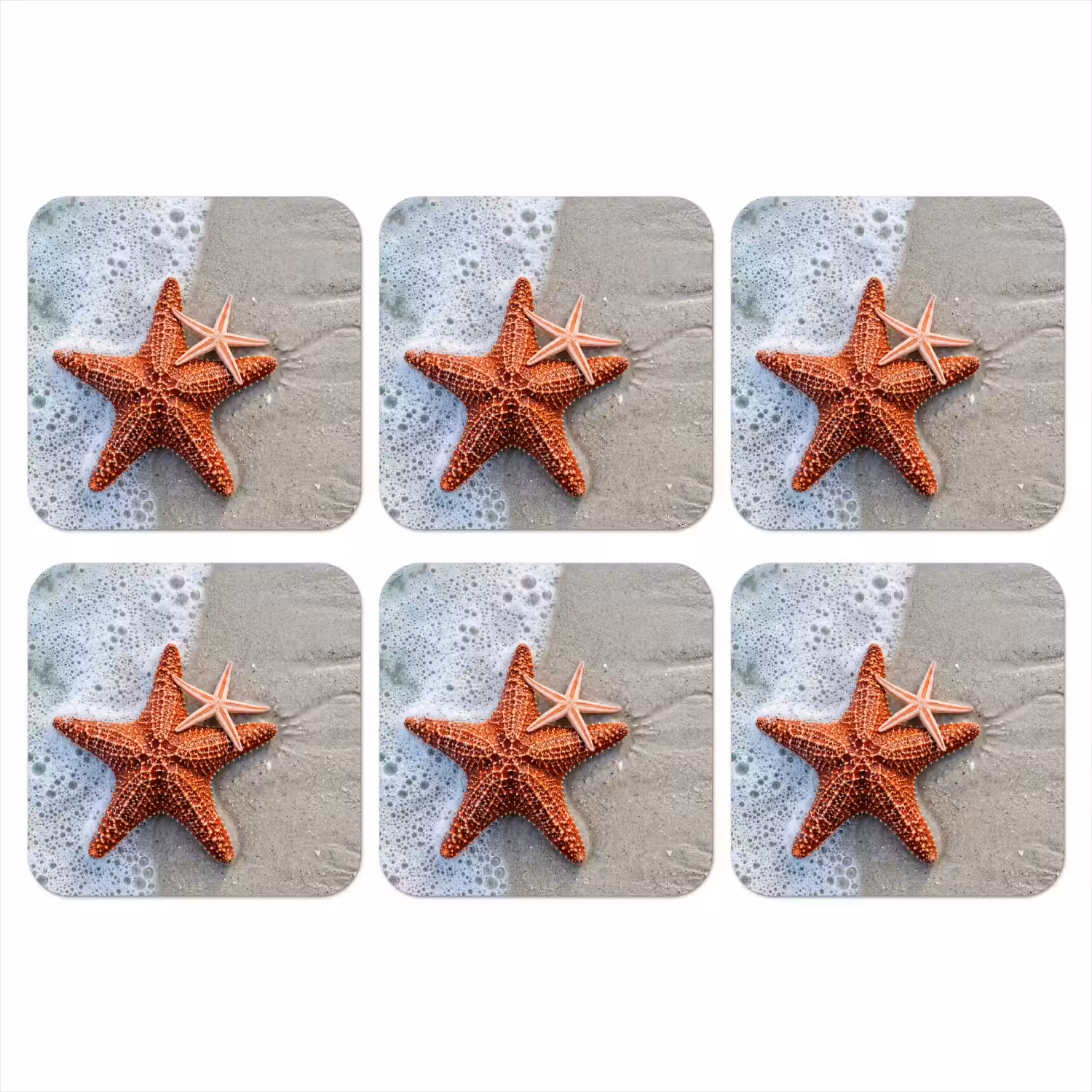 Zeester - Strand - Zee onderzetter kurk middel -3d