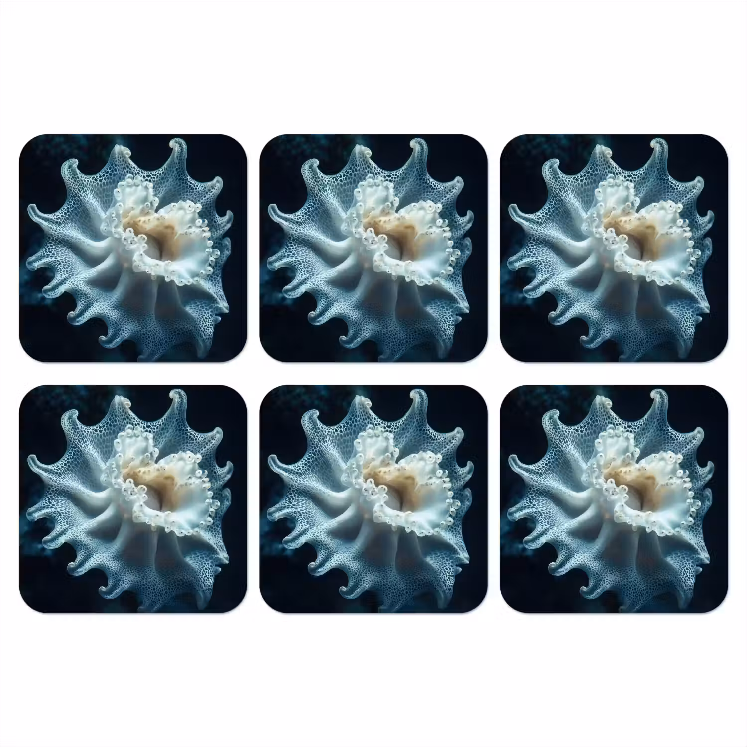 Zeewezen - Wit - Golven - Water onderzetter kurk middel -3d