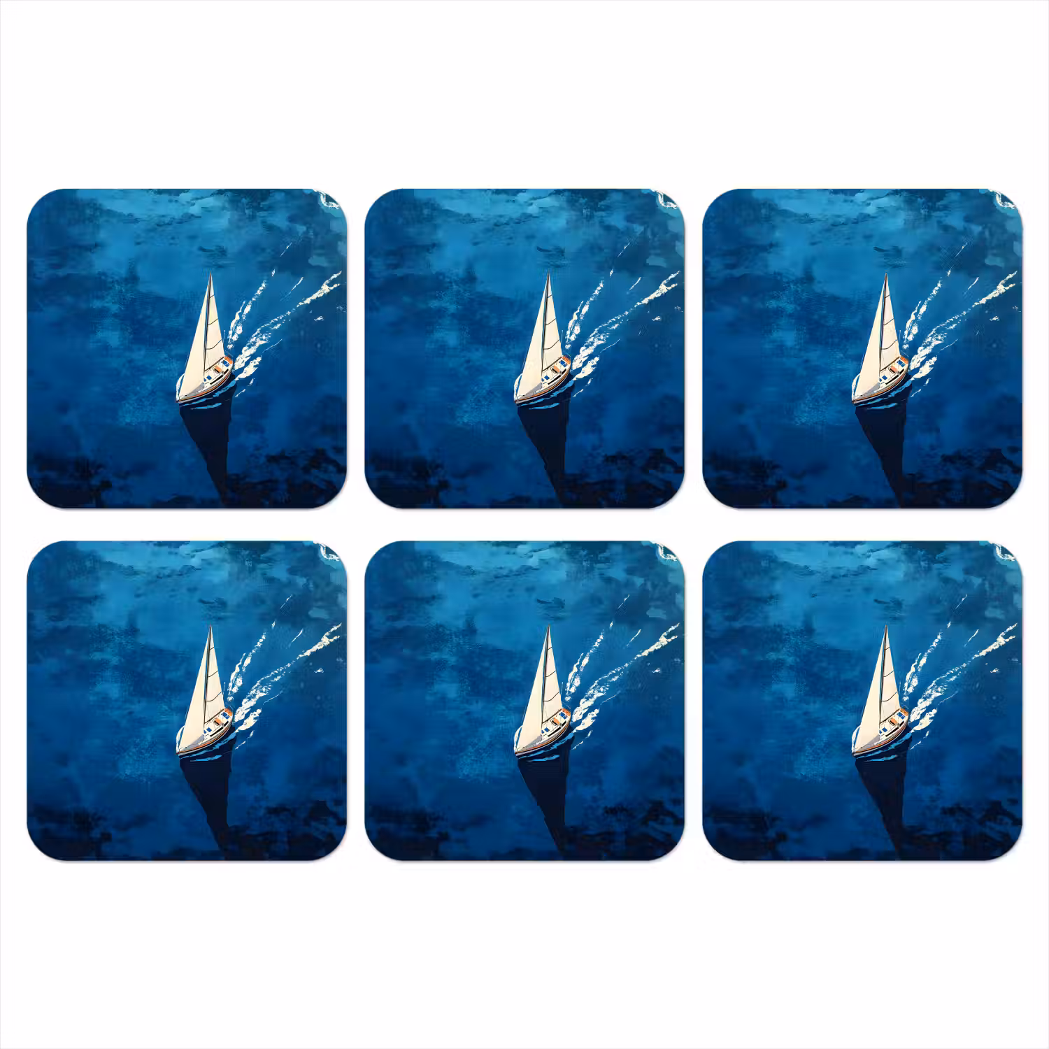 Zeilboot - Water - Abstract - Schaduw onderzetter kurk middel -3d