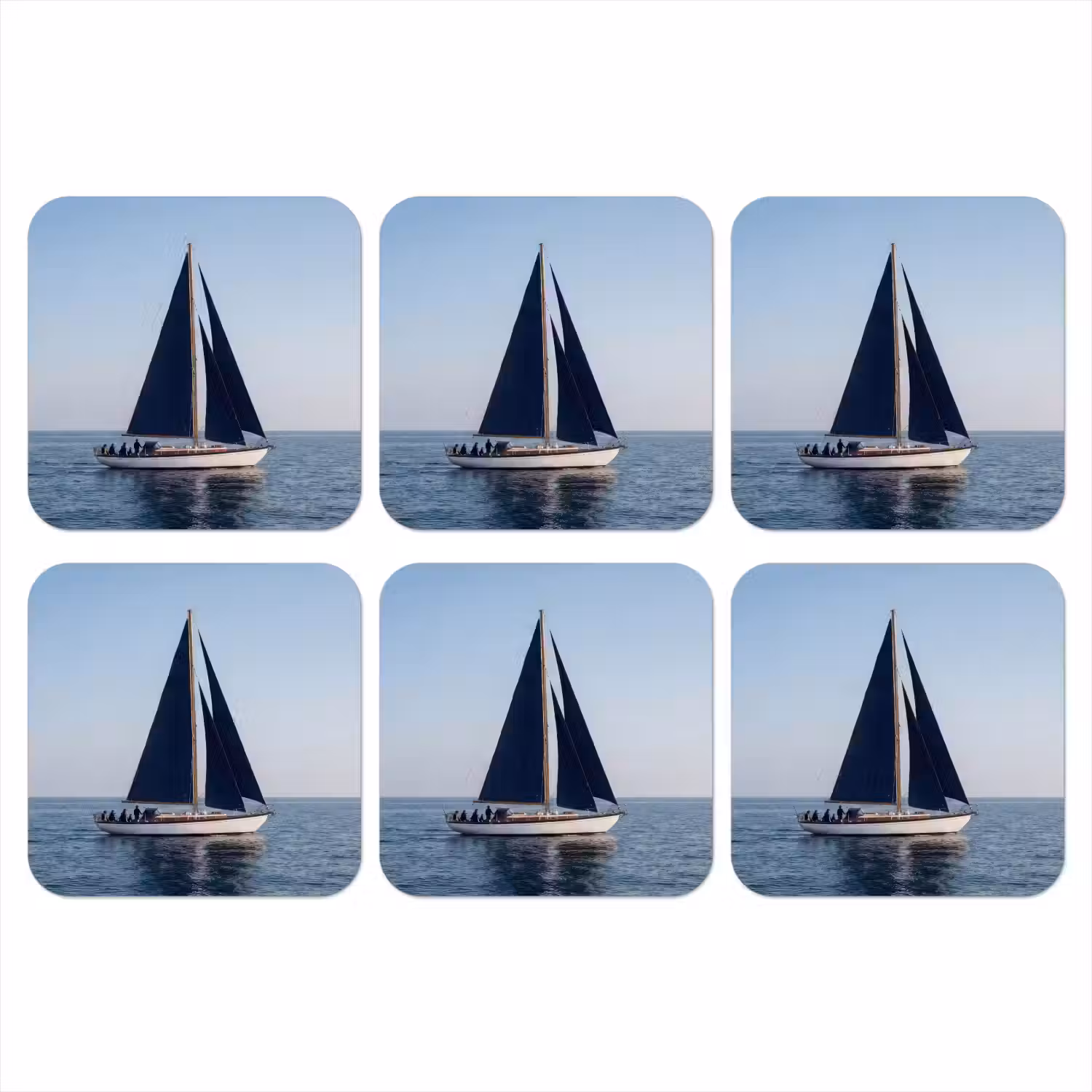 Zeilboot - Zee - Blauw onderzetter kurk middel -3d