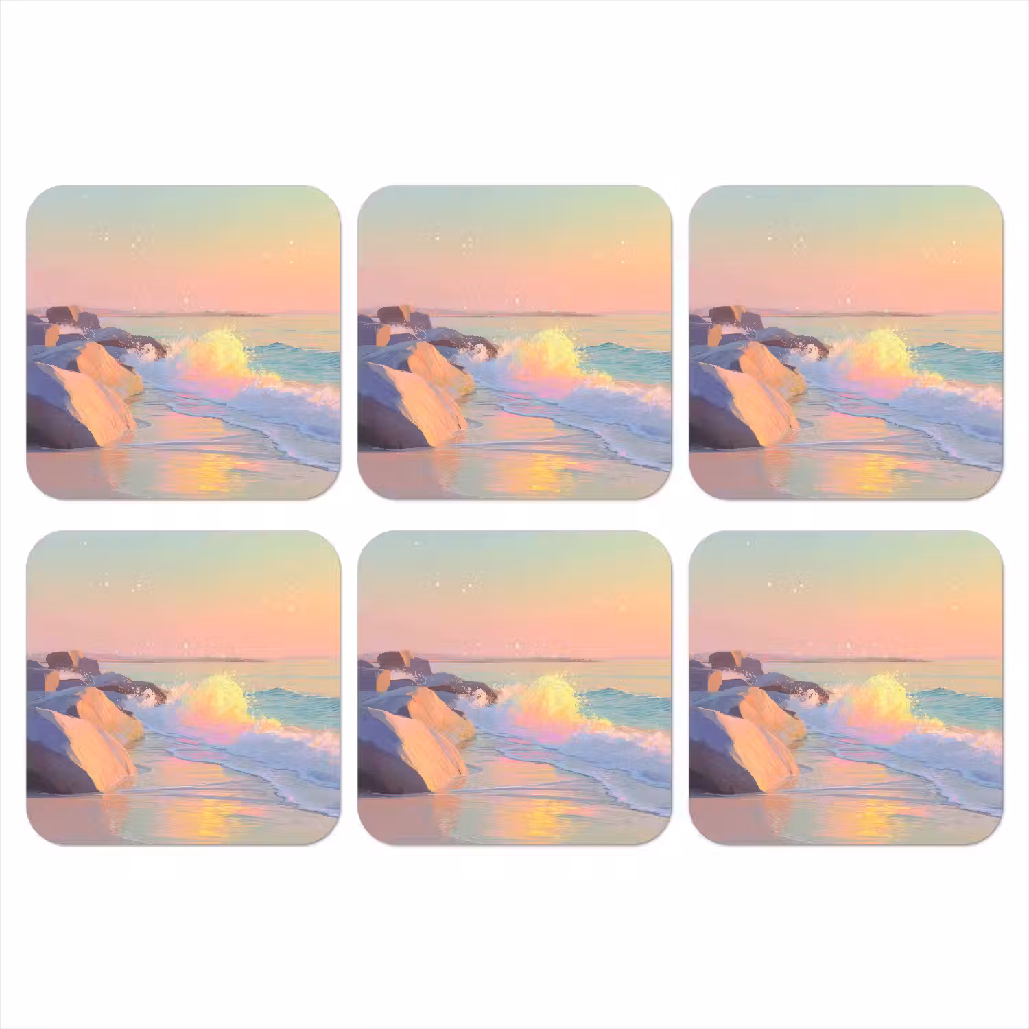 Zomerlicht - Strand - Fonkelende accenten onderzetter kurk middel -3d