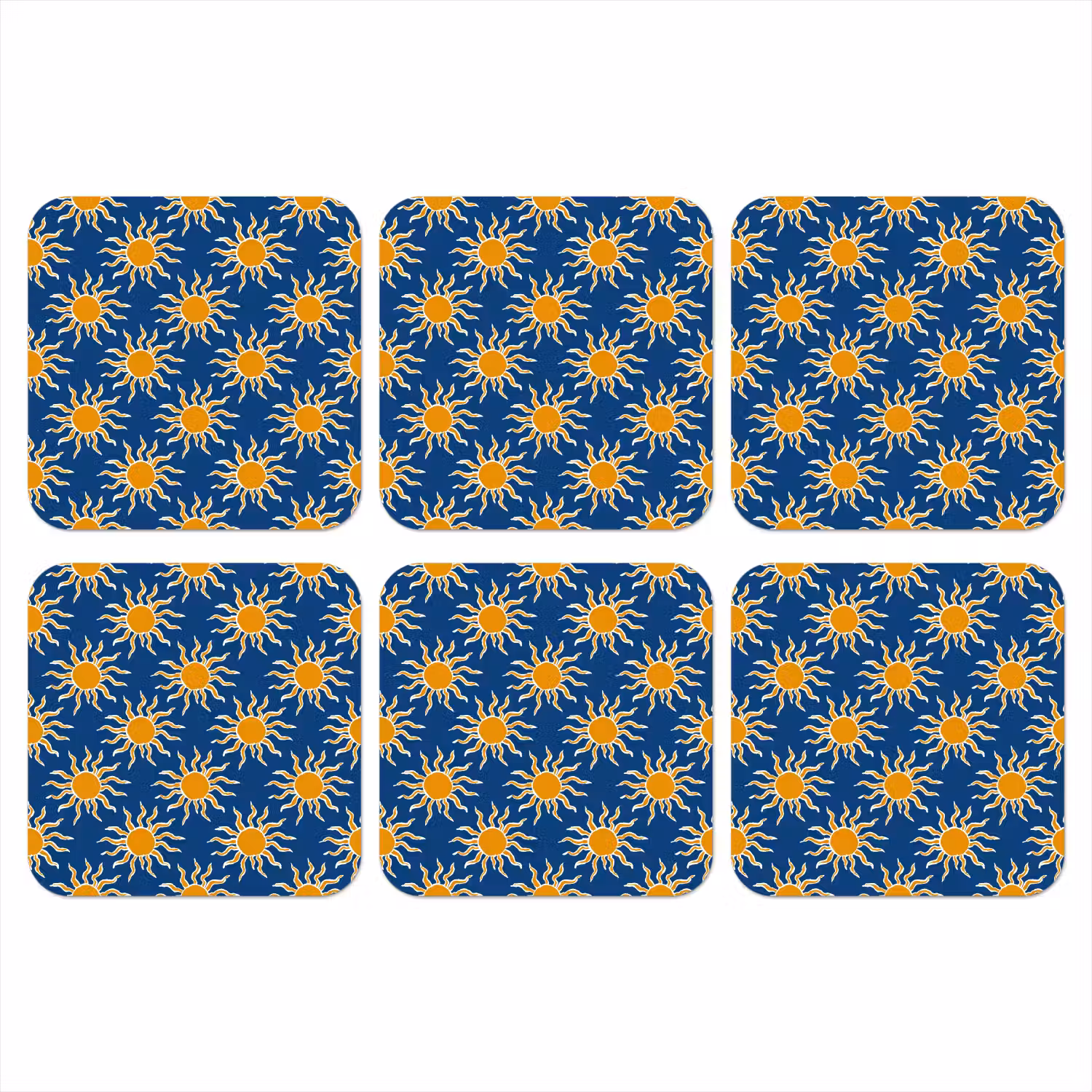 Zon - Patroon - Blauw onderzetter kurk middel 366 -3d