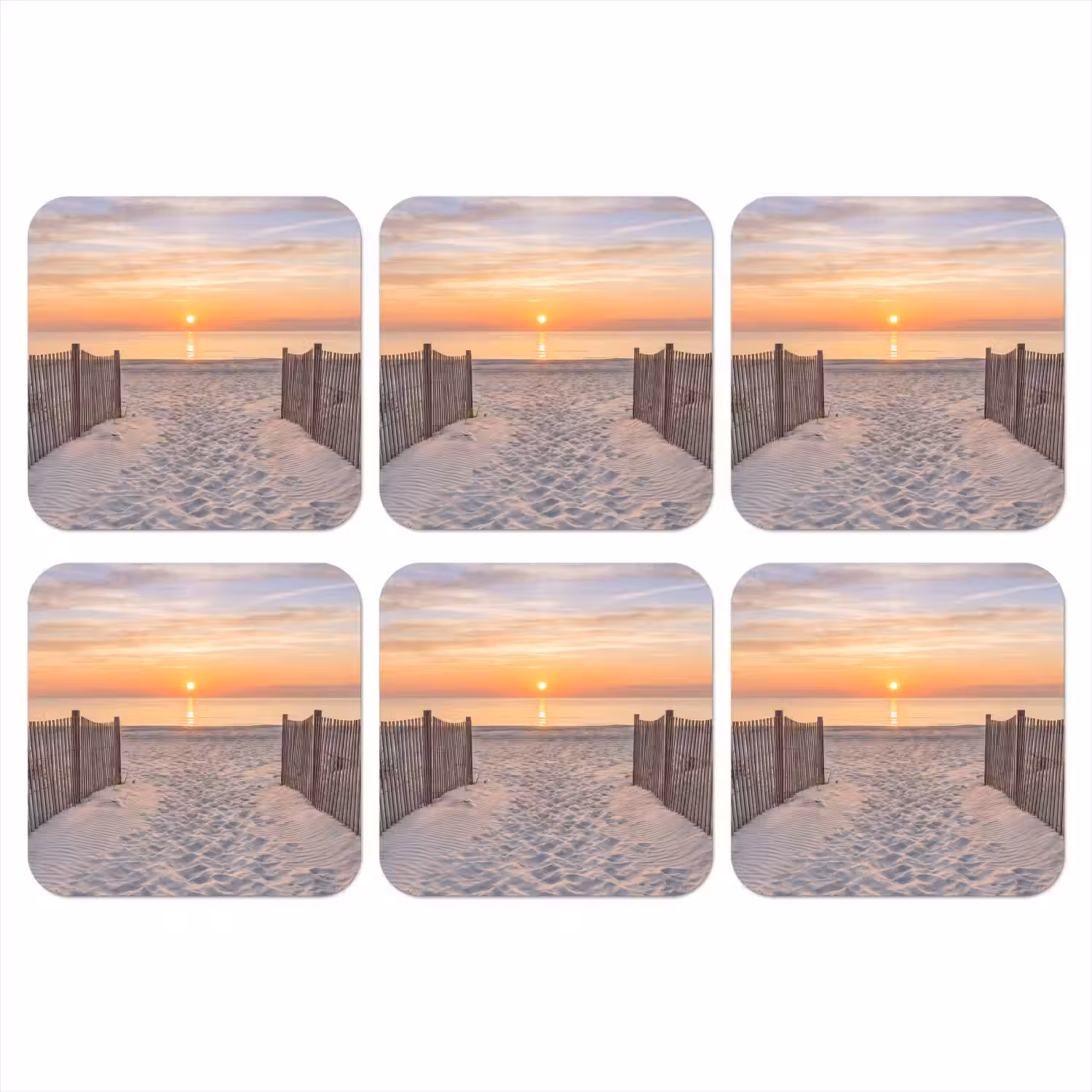 Zonsondergang - Strand - Zand onderzetter kurk middel -3d