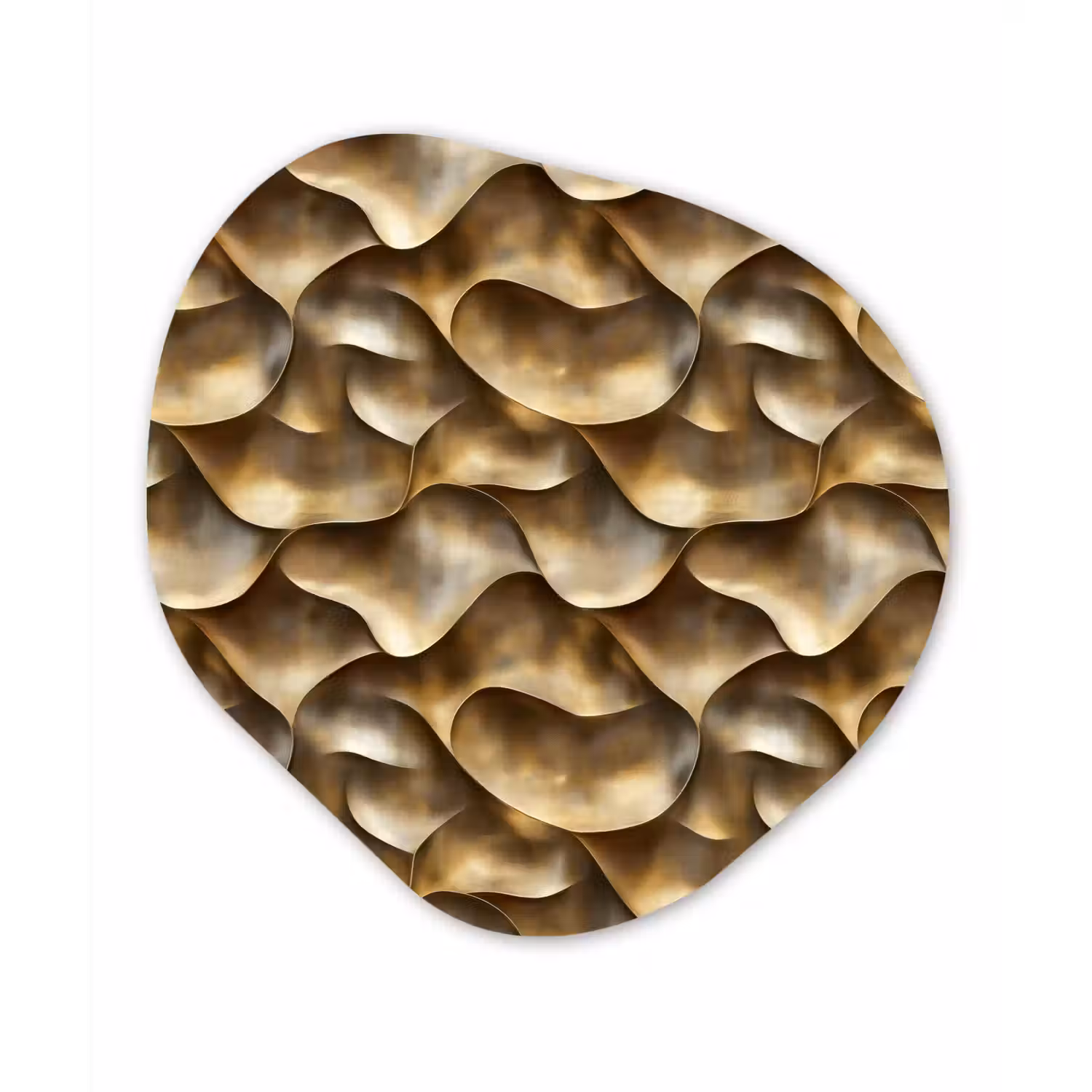 Abstract - Antiek - Goud Wandcirkel Organisch Aluminium middel 851 -3d