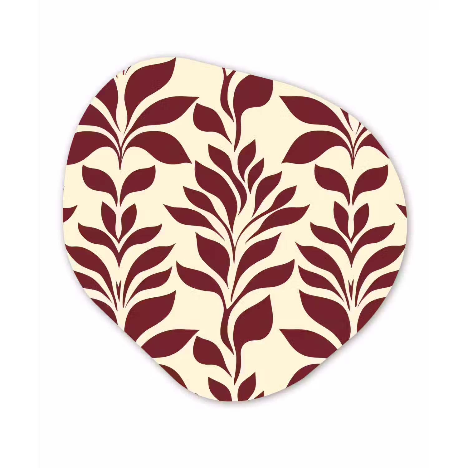 Abstract - Bladeren - Burgundy Wandcirkel Organisch Aluminium middel 851 -3d