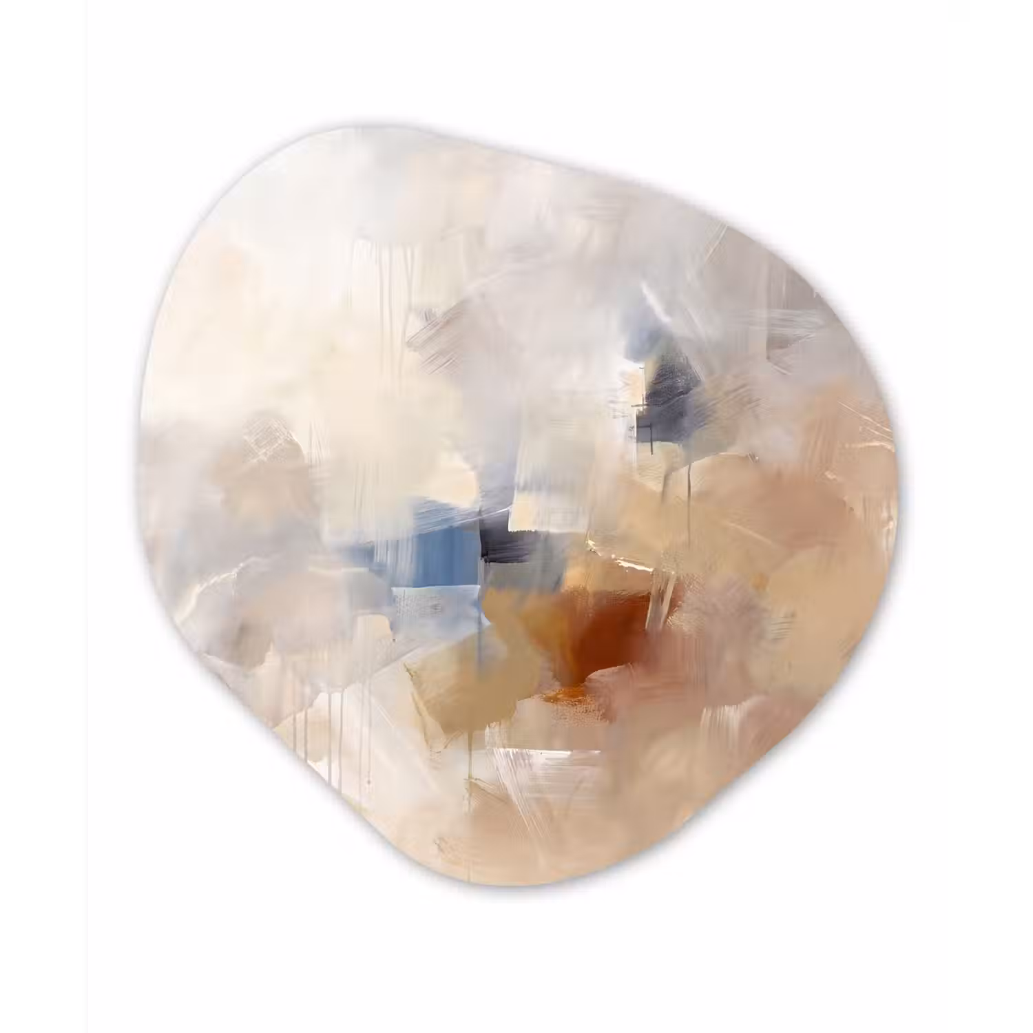 Abstract - Borstelstreken - Modern - Beige - Kunst Wandcirkel Organisch Aluminium middel -3d