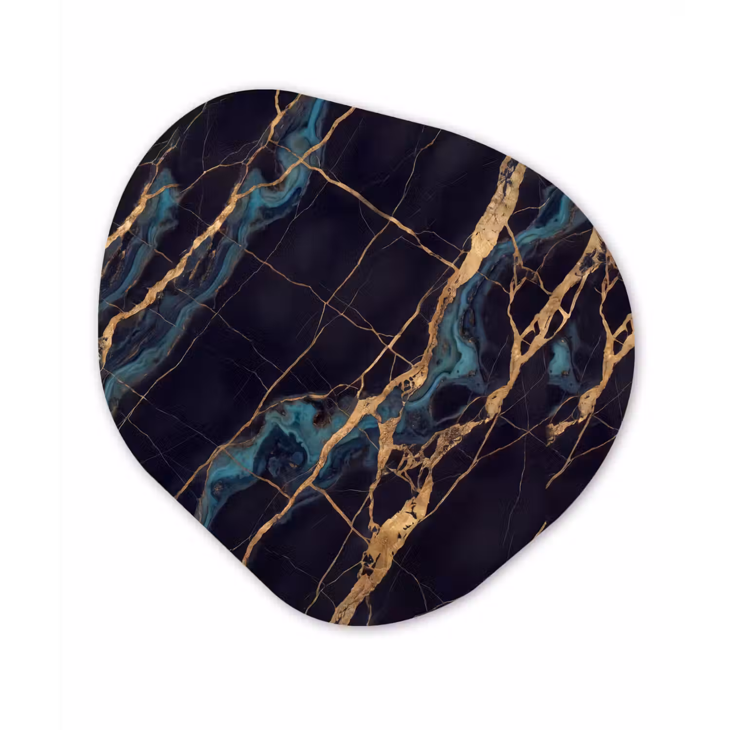 Abstract - Gouden lijnen - Kunst - Modern - Zwart Wandcirkel Organisch Aluminium middel -3d