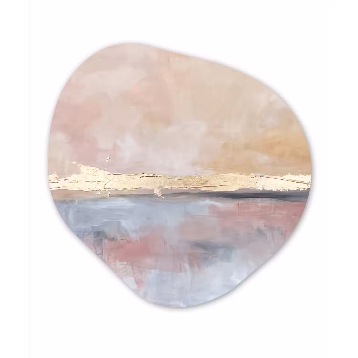 Abstract - Horizontaal - Kunst - Roze - Goud Wandcirkel Organisch Aluminium middel -3d