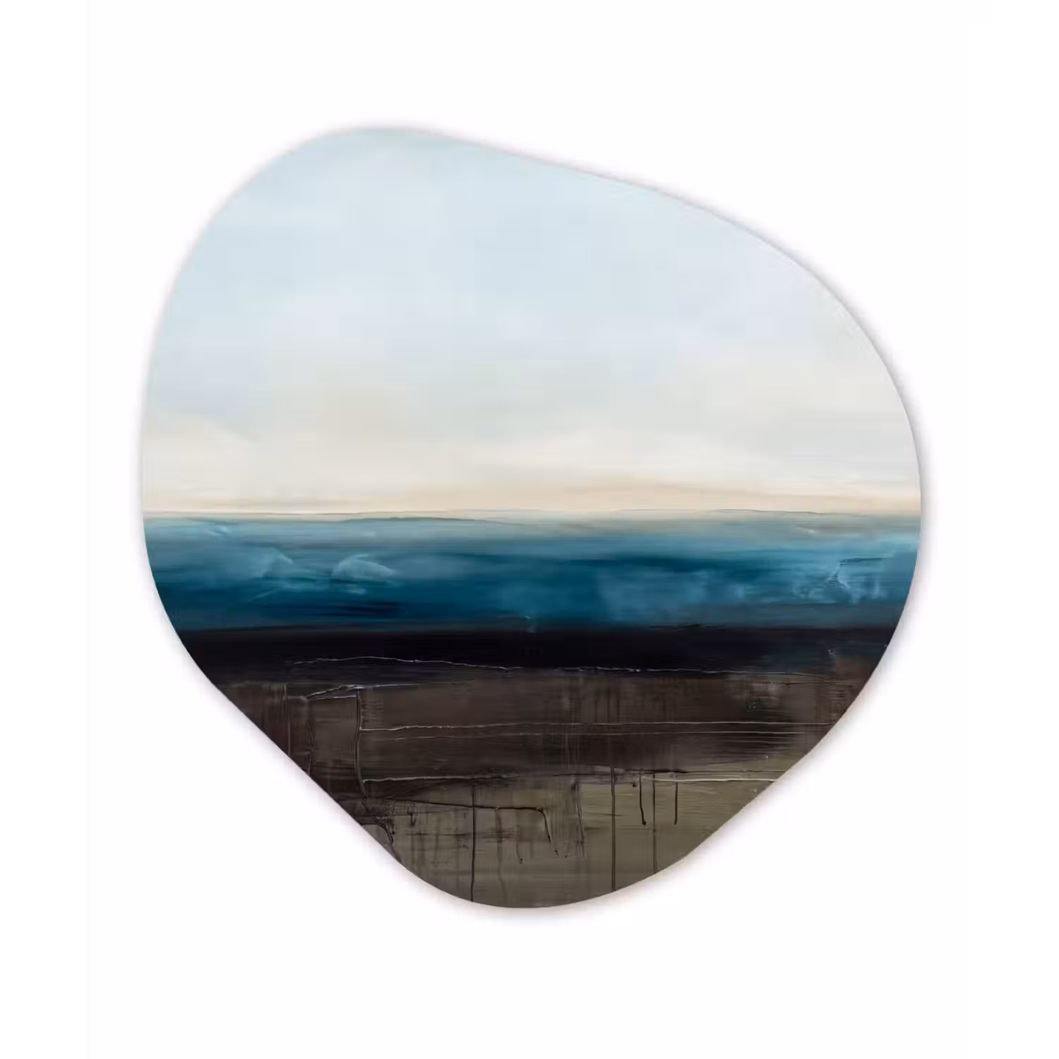 Abstract - Landschap - Horizon - Blauw - Modern Wandcirkel Organisch Aluminium middel -3d