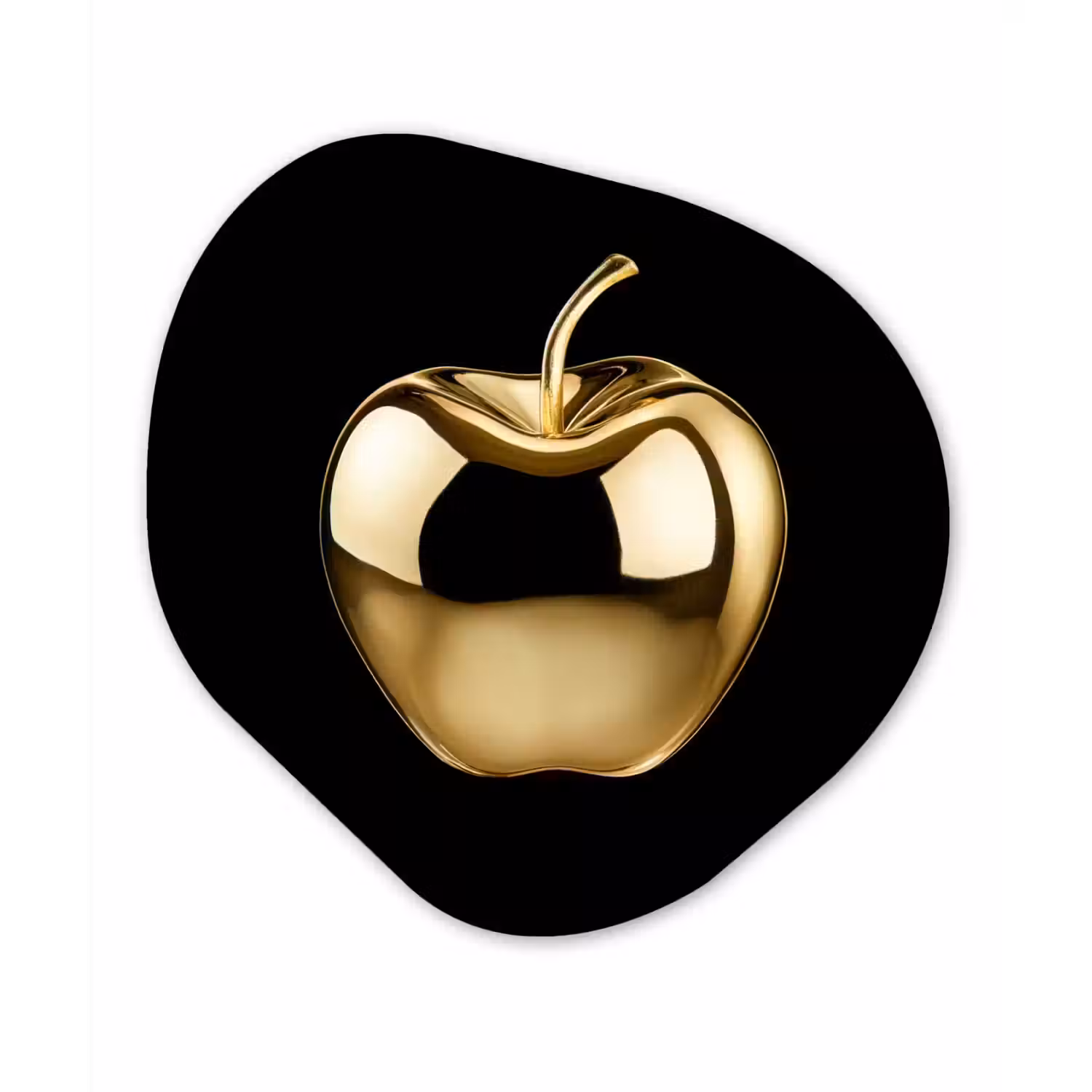 Appel - Goud - Chrome - Zwart Wandcirkel Organisch Aluminium middel -3d