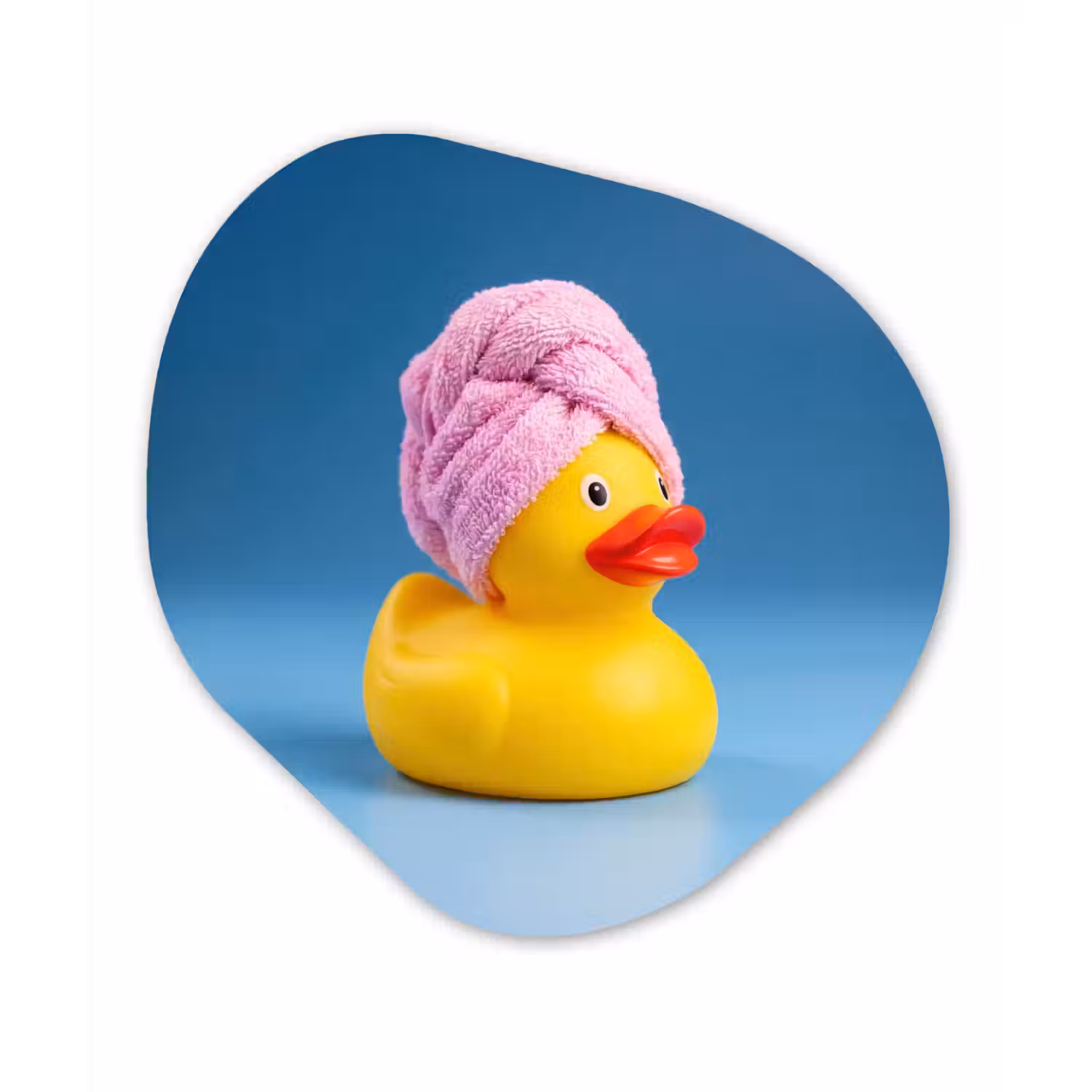 Badeend - Handdoek - Blauw Wandcirkel Organisch Aluminium middel -3d