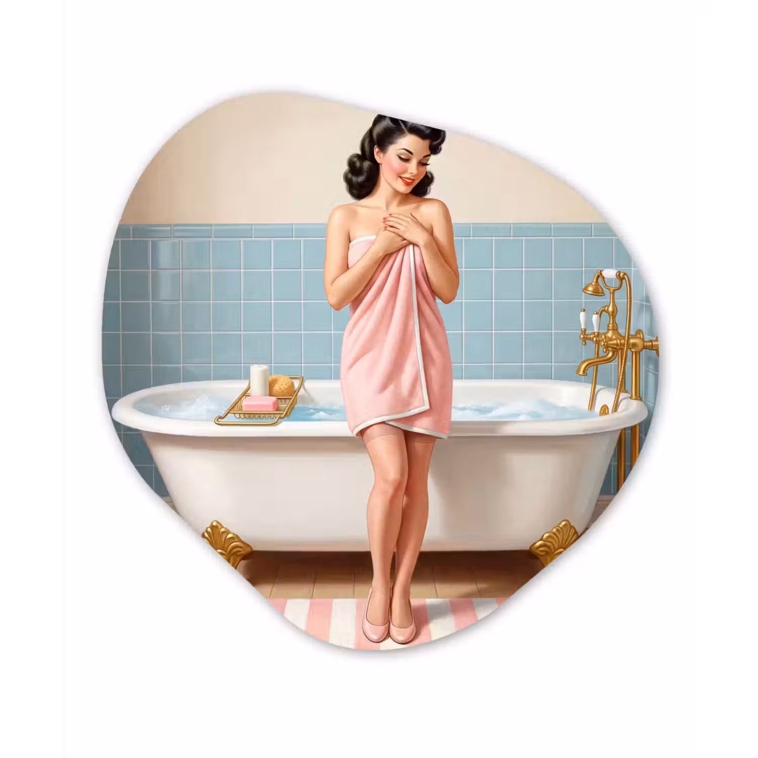 Badkamer - Vrouw - Roze Wandcirkel Organisch Aluminium middel -3d