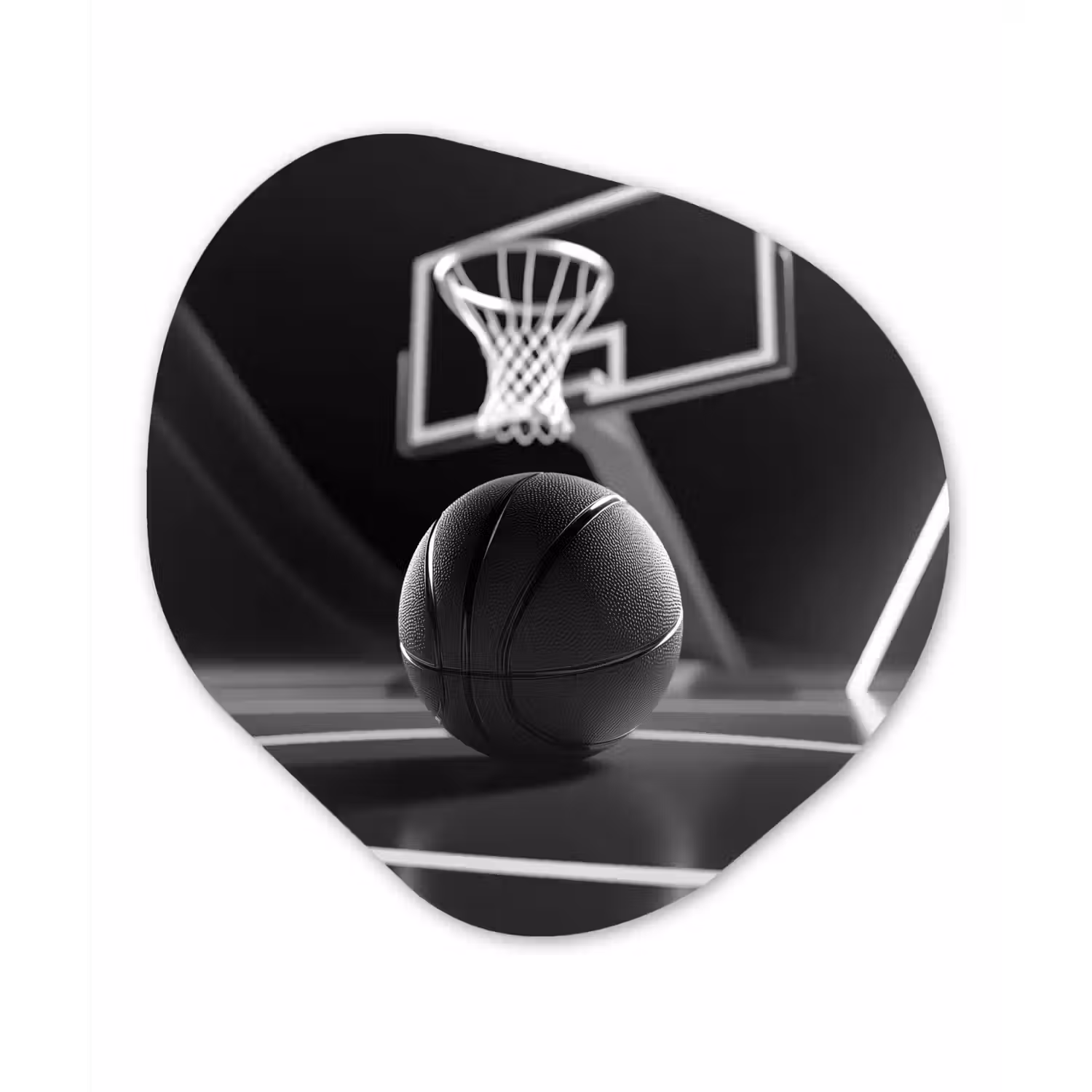 Basketbal - Basketbalveld - Lichtlijnen Wandcirkel Organisch Aluminium middel -3d