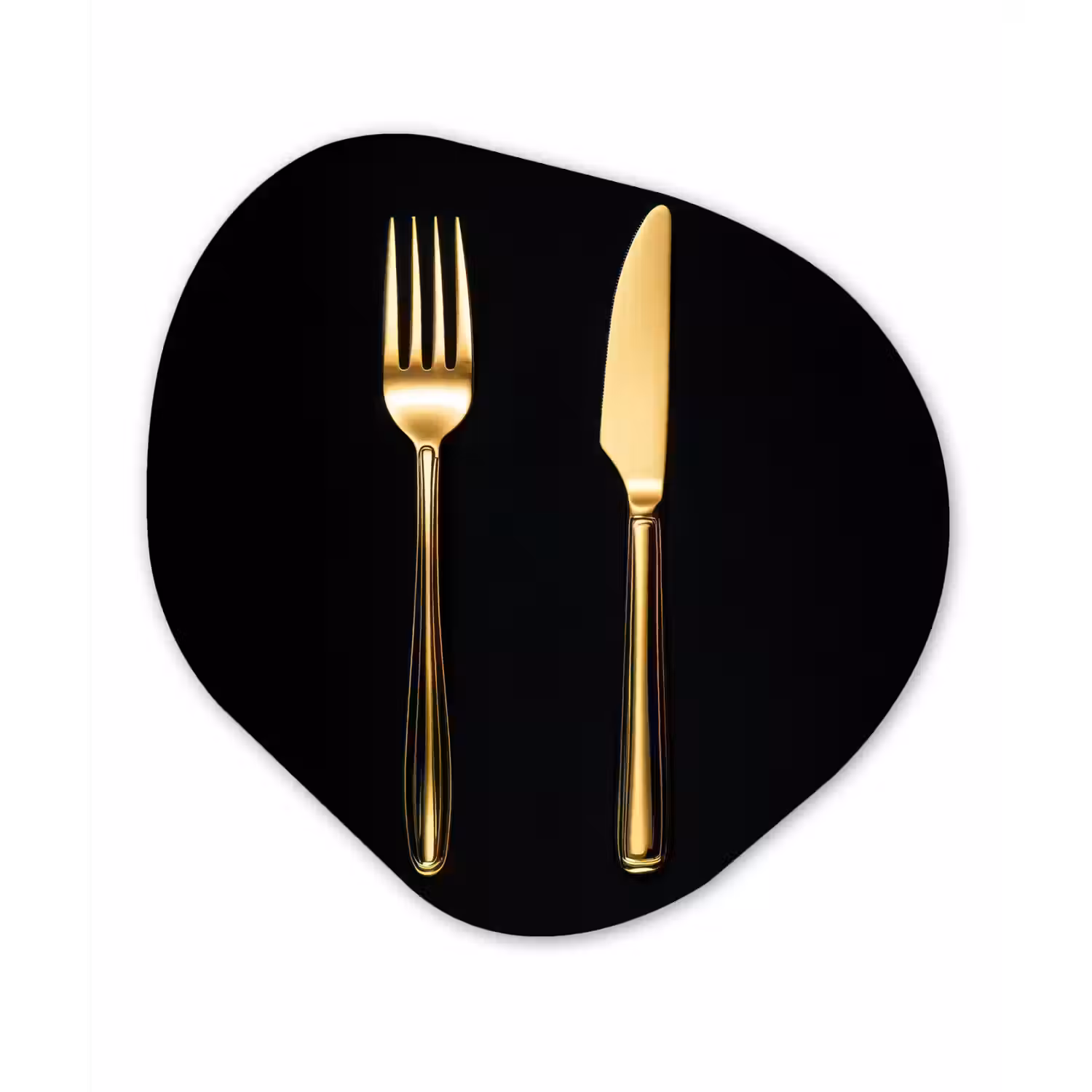Bestek - Goud - Mes - Vork Wandcirkel Organisch Aluminium middel -3d