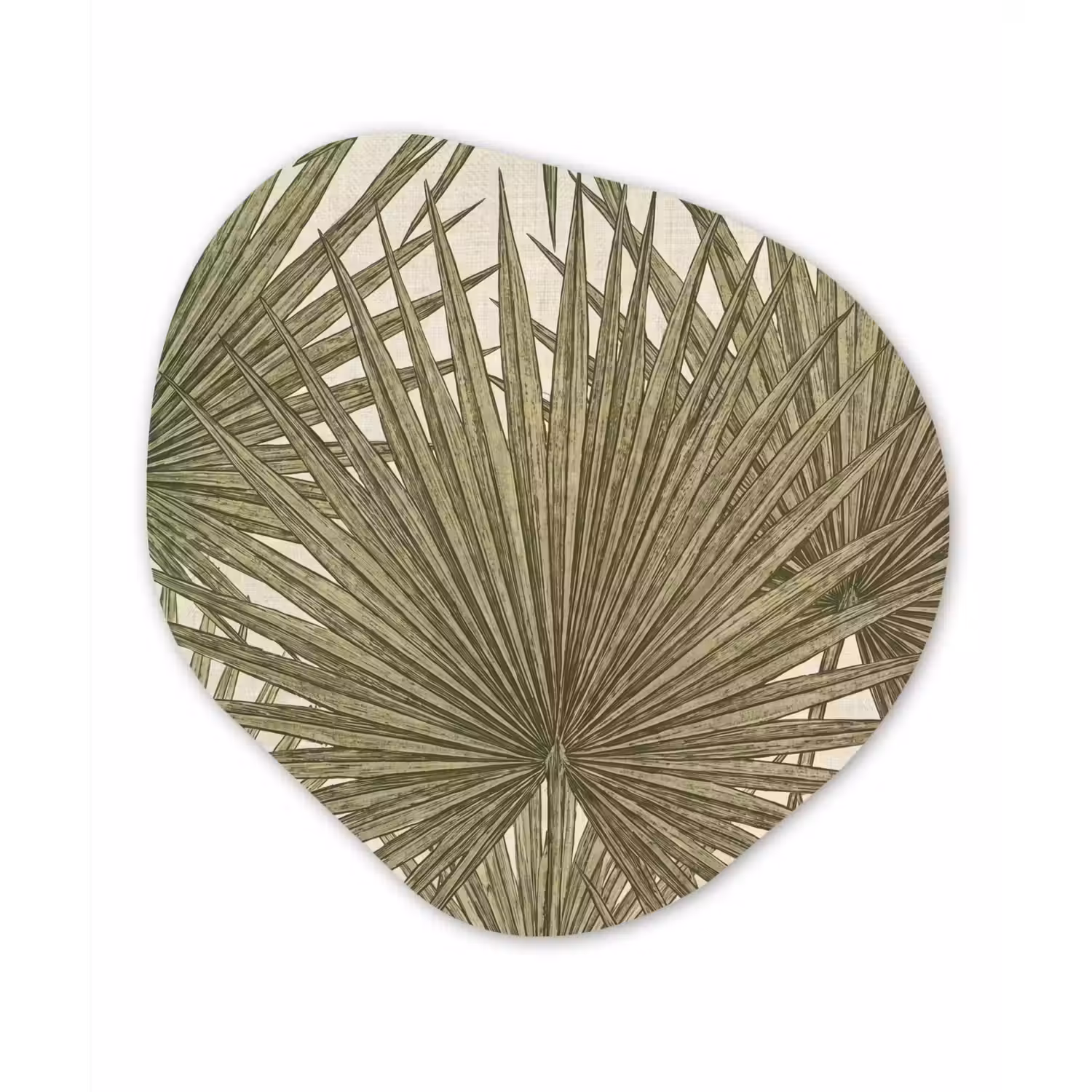 Blad - Tropisch - Patroon - Natuur - Groen Wandcirkel Organisch Aluminium middel -3d