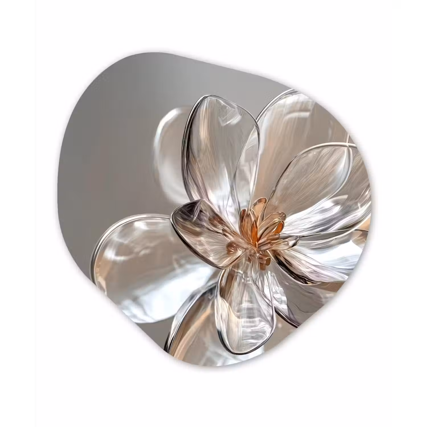 Bloem - Glazen - Doorzichtig Wandcirkel Organisch Aluminium middel -3d