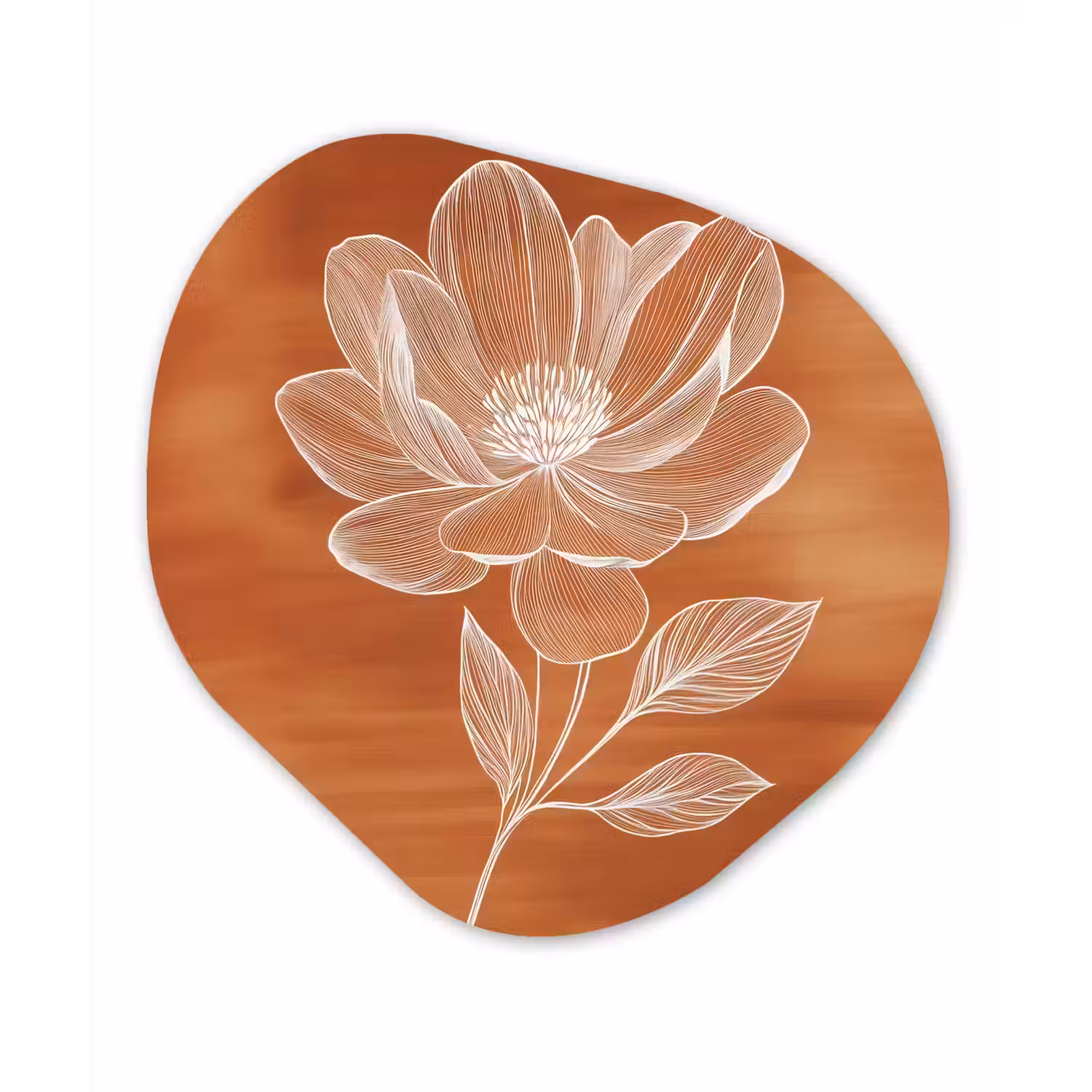 Bloem - Minimalistisch - Wit Wandcirkel Organisch Aluminium middel -3d