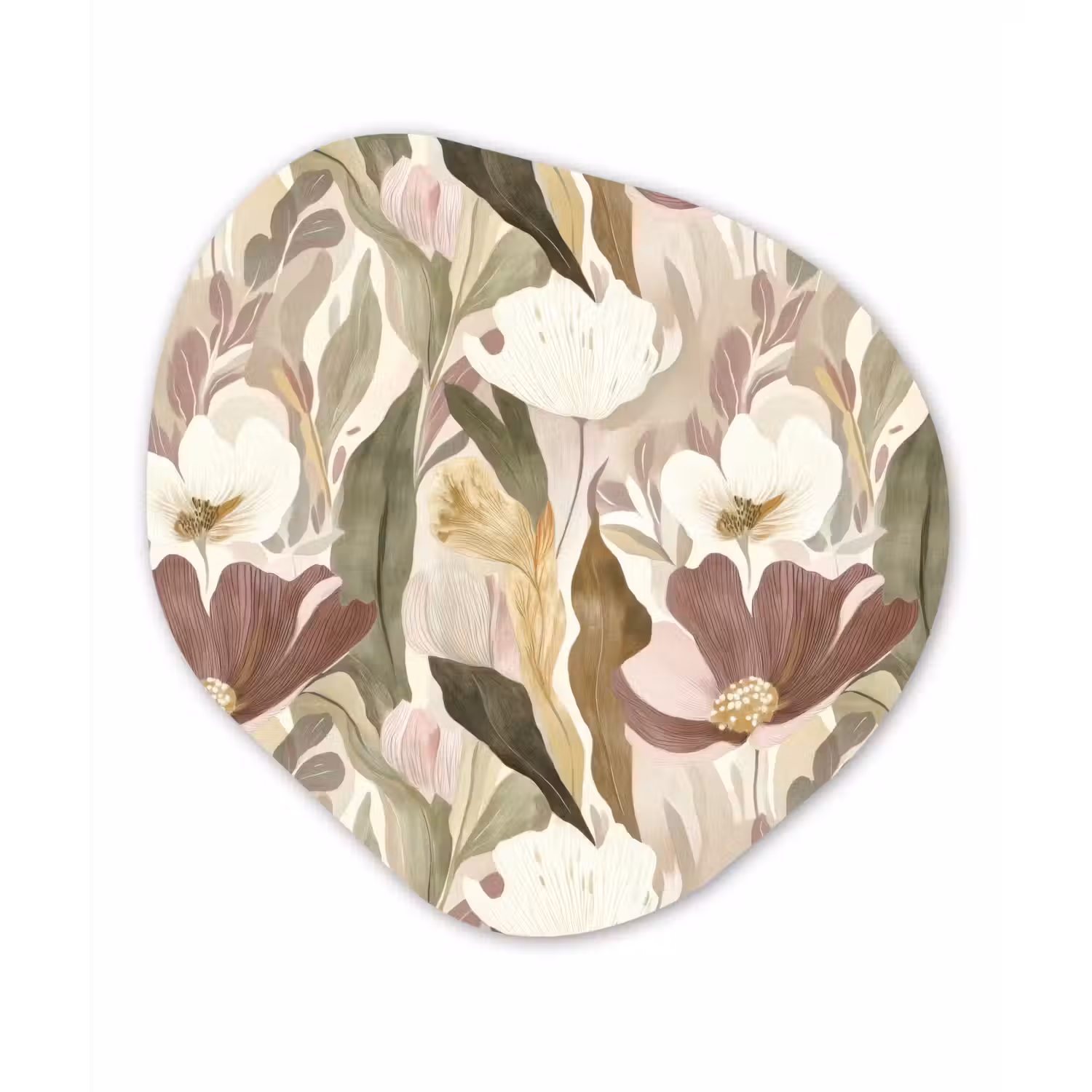 Bloemen - Aquarel - Kleurrijk Wandcirkel Organisch Aluminium middel 851 -3d
