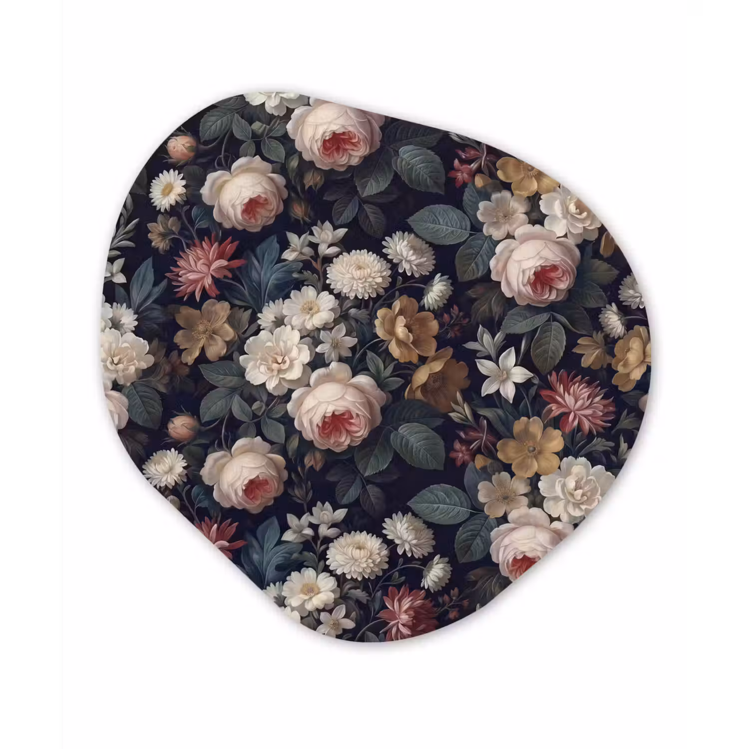 Bloemen - Boeket - Botanisch - Vintage - Donkere achtergrond Wandcirkel Organisch Aluminium middel -3d