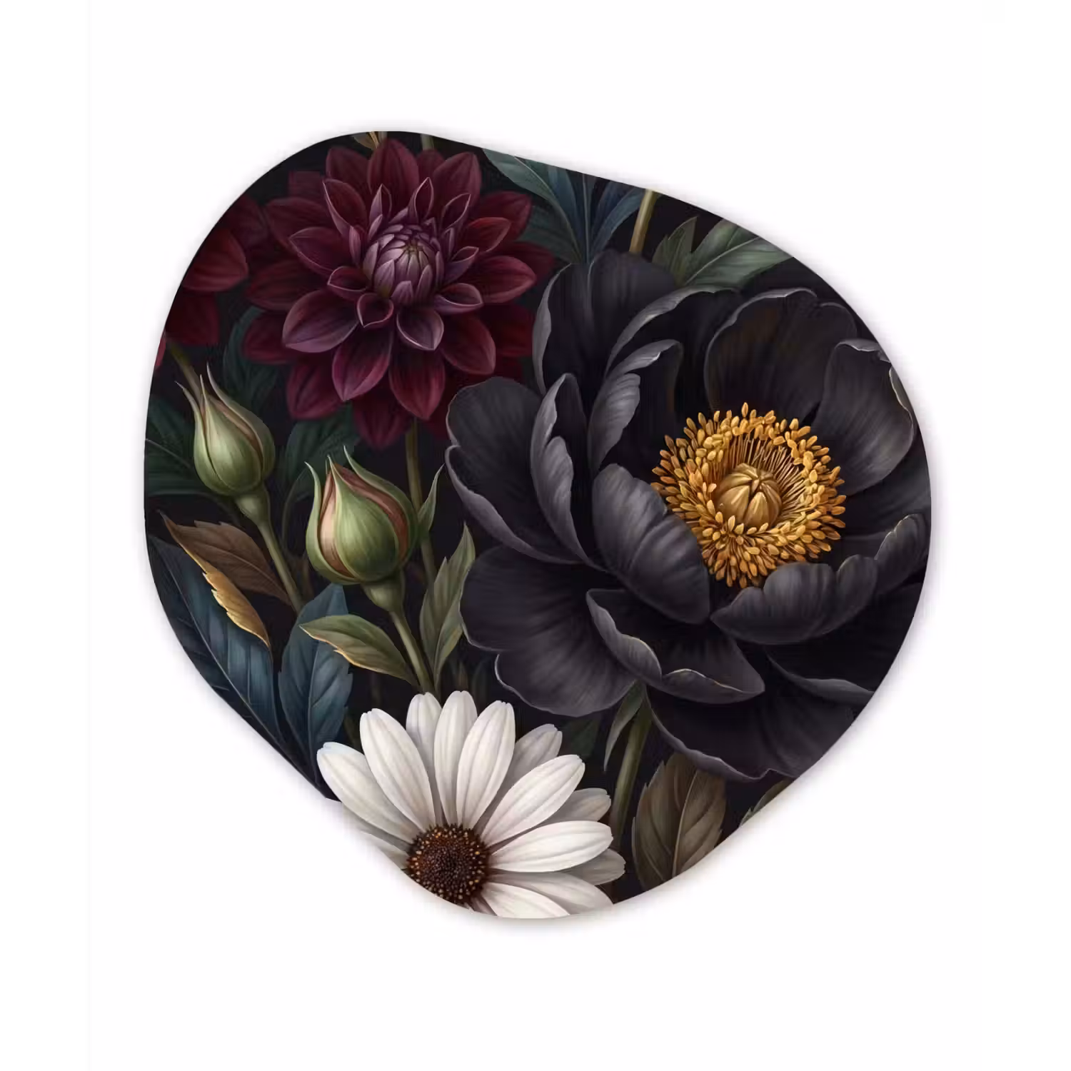 Bloemen - Boeket - Natuur - Klassiek - Weelderig Wandcirkel Organisch Aluminium middel -3d