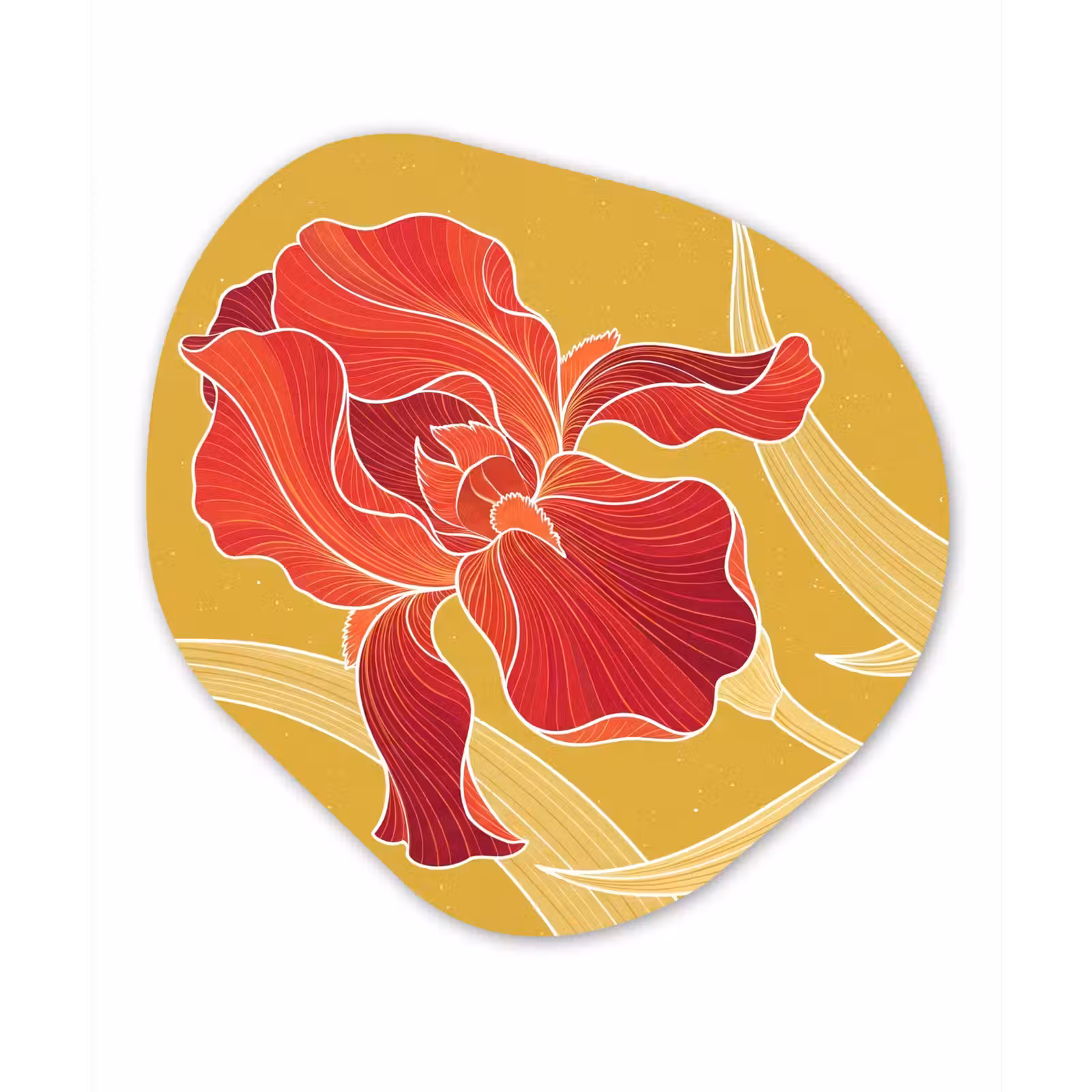 Organisch schilderij aluminium - Bloemen - Illustratie - Rood - Bloemen - Illustratie - Rood Wandcirkel Organisch Aluminium middel