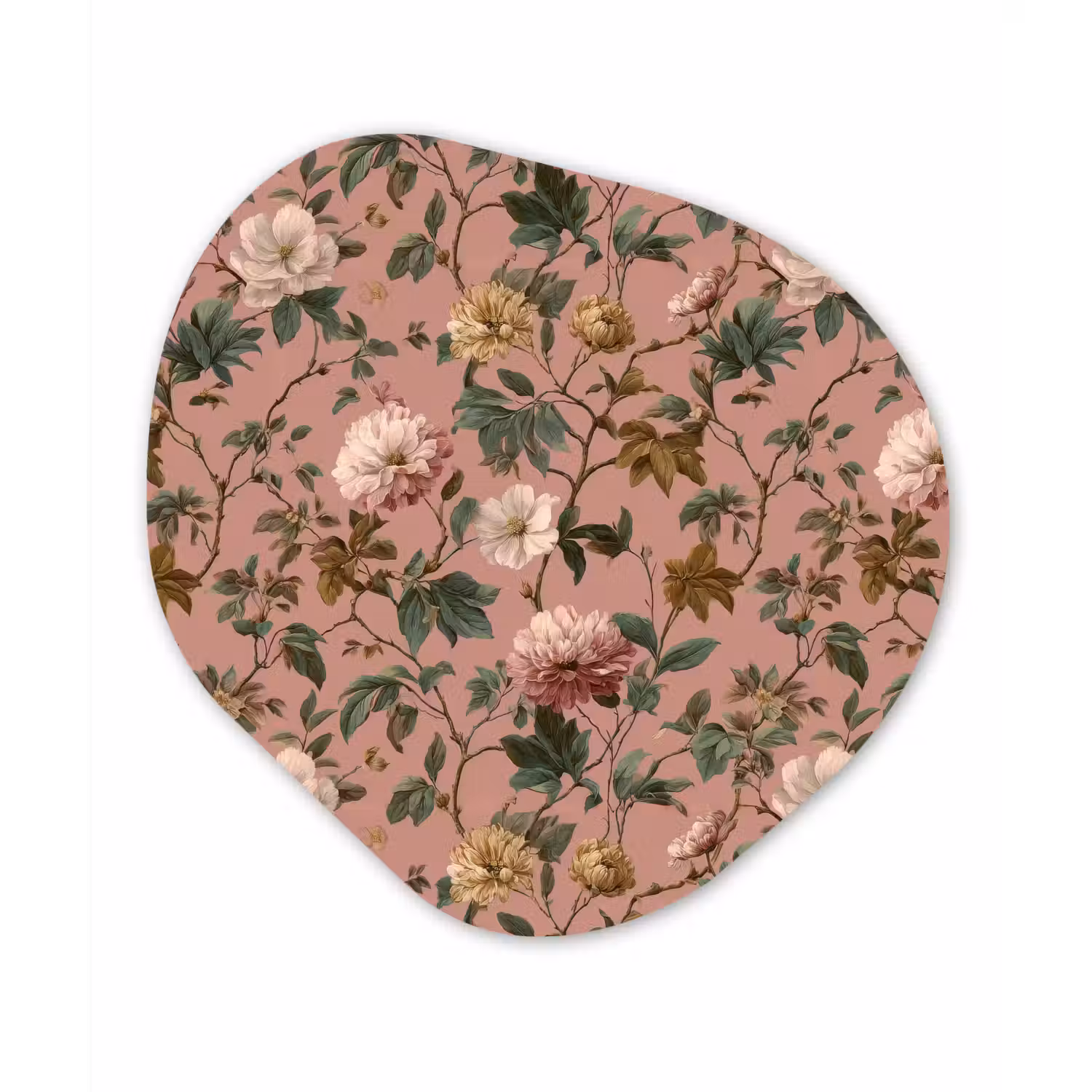 Bloemen - Klassiek - Roze Wandcirkel Organisch Aluminium middel 851 -3d