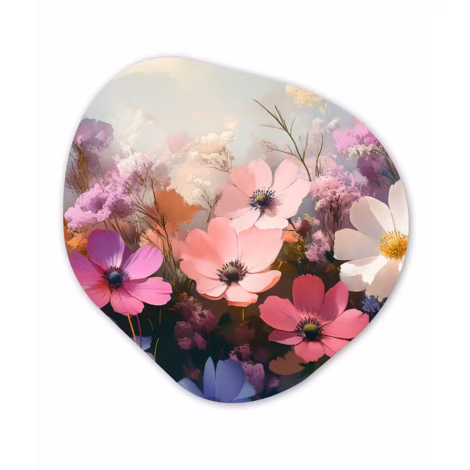 Bloemen - Kleurrijk - Bloei Wandcirkel Organisch Aluminium middel -3d