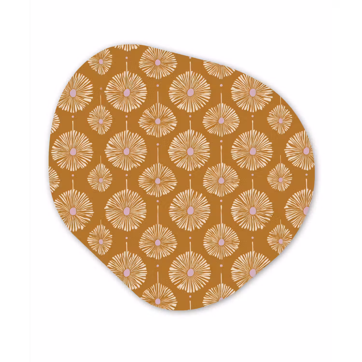 Bloemen - Modern - Oker Wandcirkel Organisch Aluminium middel 851 -3d