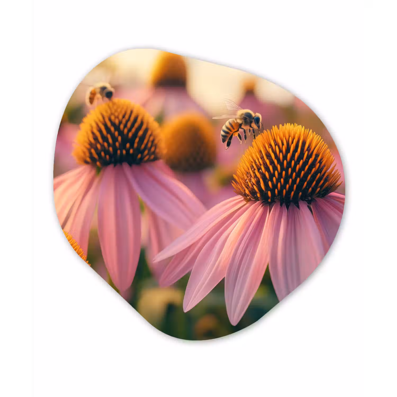Bloemen - Paars - Bijen Wandcirkel Organisch Aluminium middel -3d