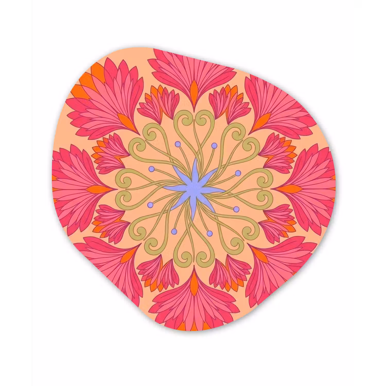 Bloemen - Patroon - Abstract - Roze - Decoratief Wandcirkel Organisch Aluminium middel -3d