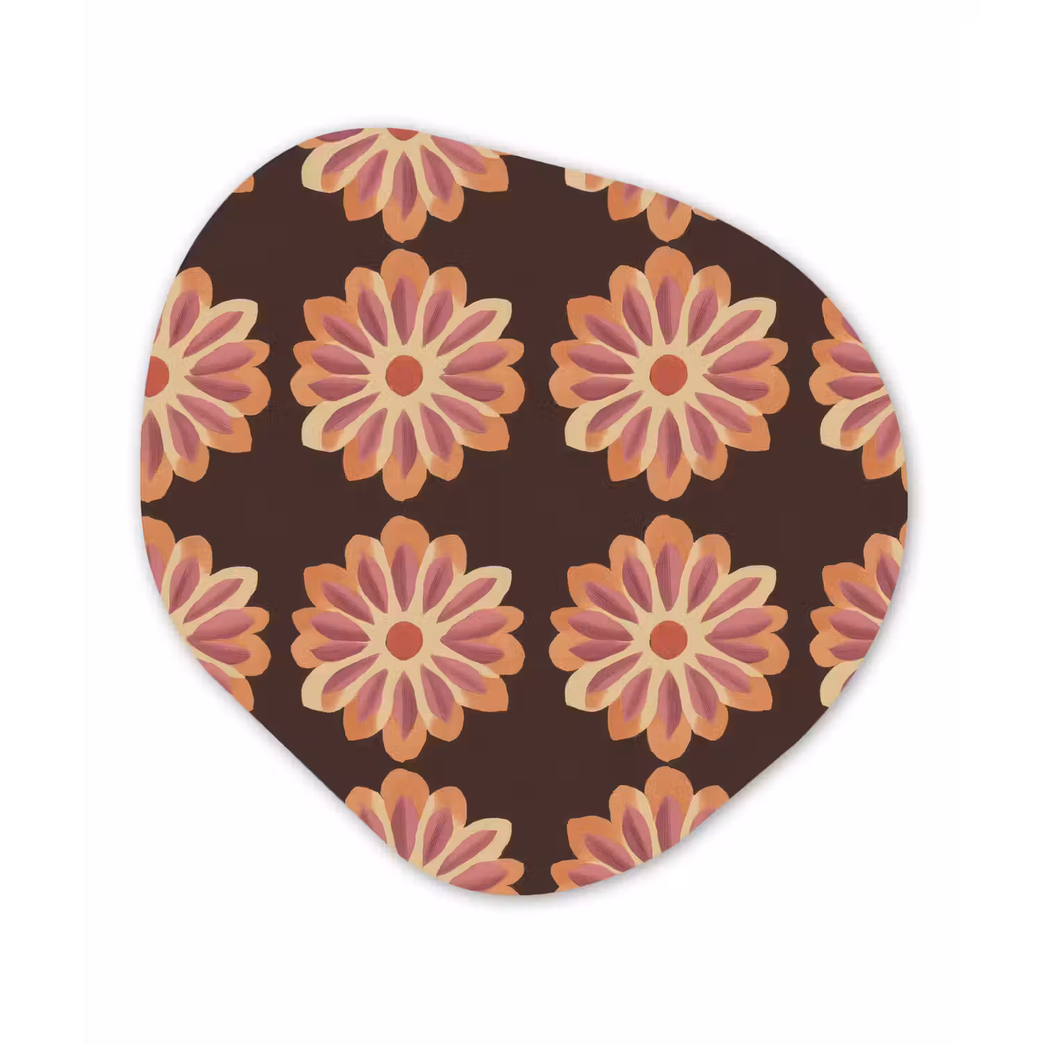 Bloemen - Patroon - Bruin Wandcirkel Organisch Aluminium middel 851 -3d